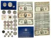 Collection of Mixed US Bills & Coins