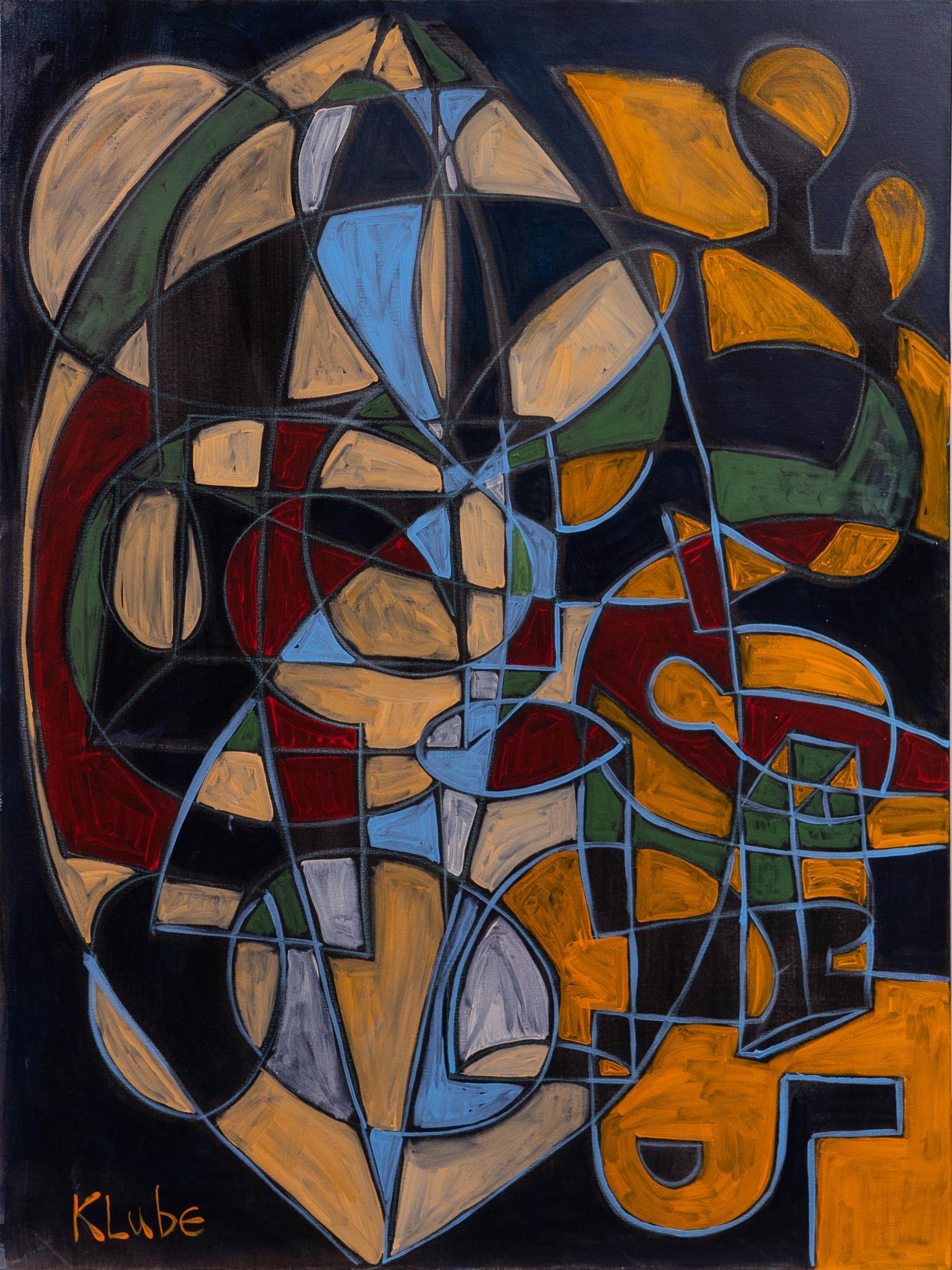 Karl James Lubbering (b. 1969, TX), Black, Yellow, & Red Abstract Painting, 2021 (1 of 4)