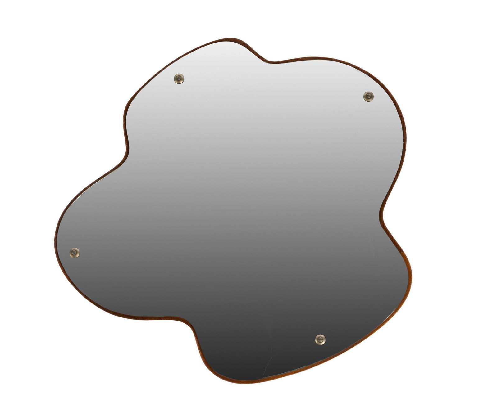 Attrib. Arne Vodder & Anton Borg (20th C., DNK), Mid-Century Organic Wall Mirror: Danish Mid-Century organic wall mirror, featuring free-form shape, wooden frame, attributed to Arne Vodder & Anton Borg (20th C., Denmark), circa 1960 19.5"h x 20"w We happily provide seamless shipp