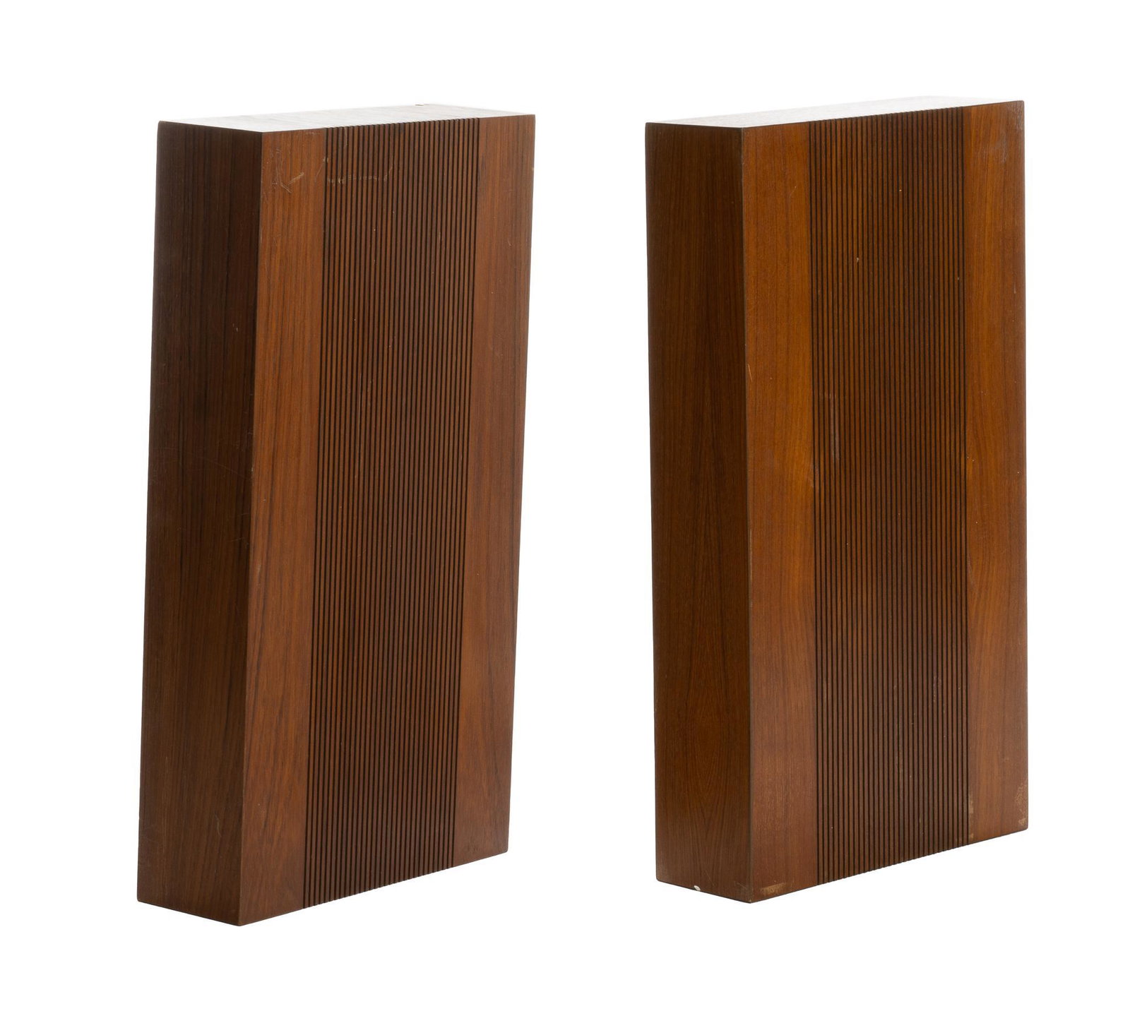 Pair of Mid-Century German Speakers: Pair of Mid-Century German speakers, manufatcured by Schaub-Lorenz, having wooden frame 21.5"h x 12"w x 4"d We happily provide seamless shipping services on everything we sell. Please email us at ship