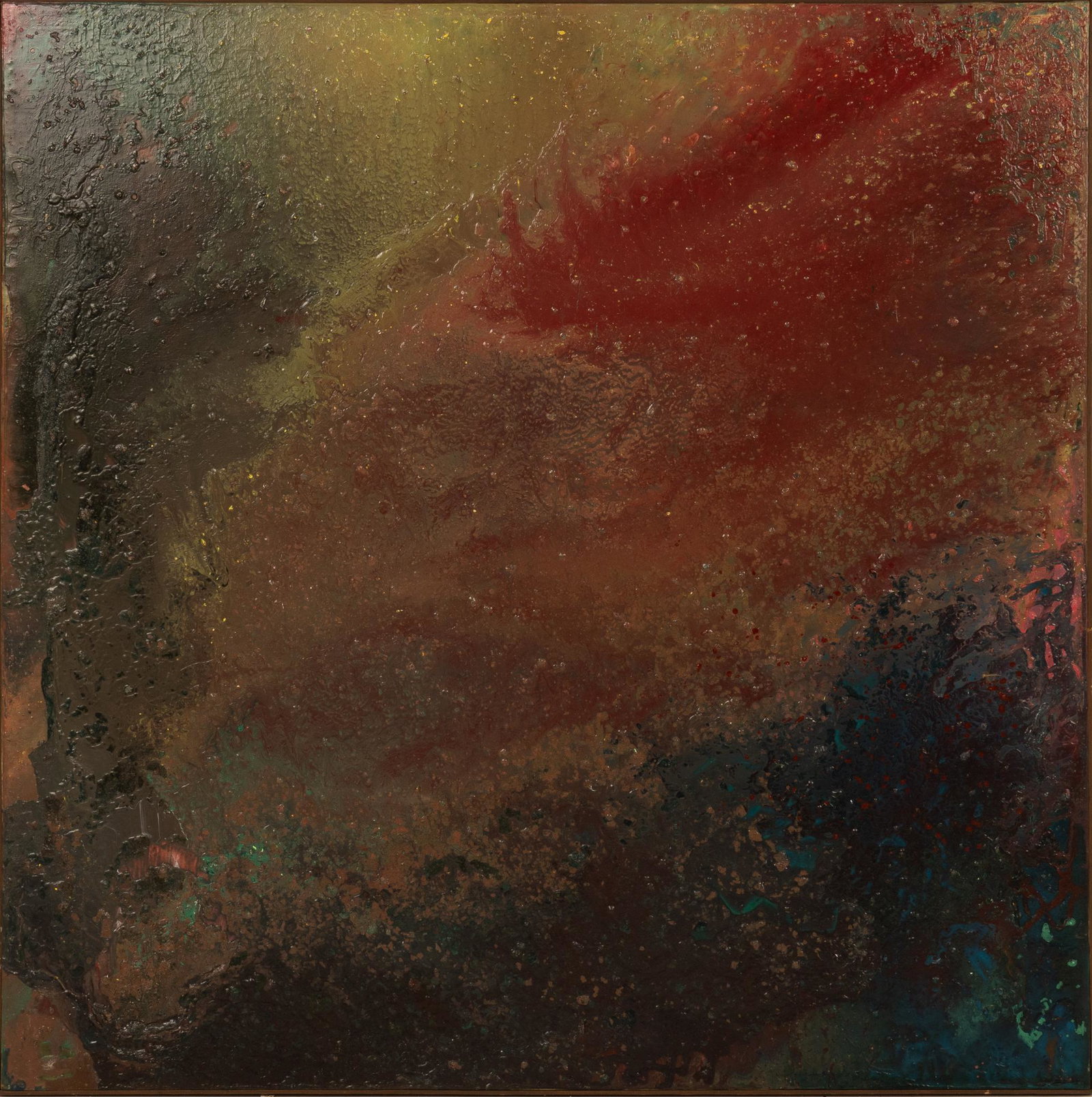 Jerry DeFrese, Red & Green Abstract Composition: Jerry DeFrese, red & green abstract composition, canvas: 61 x 60.5" Jerry DeFrese has been a curator, gallery owner, manager, arts outreach coordinator, art librarian, installation crew staff, and art