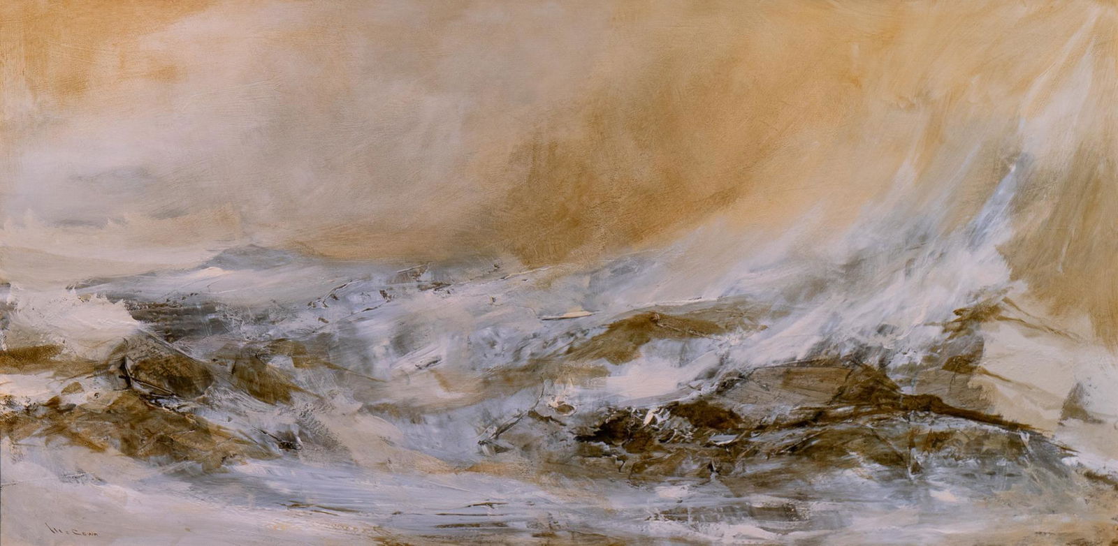 Walter Edwin McCown (American/Texas, 1932-1994), Abstract Composition: Walter Edwin McCown (American/Texas, 1932-1994), abstract composition, oil on board, sight: 24 x 48", frame: 34 x 54" Born in Whitney, Texas, Walter Edwin McCown lived in McAllen, Harlingen and event