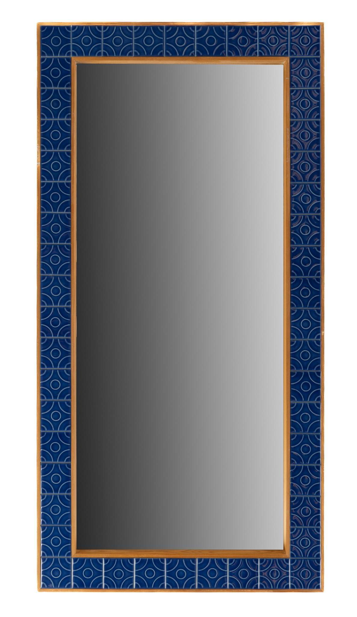 Danish Mid-Century Tile Framed Mirror (1 of 2)
