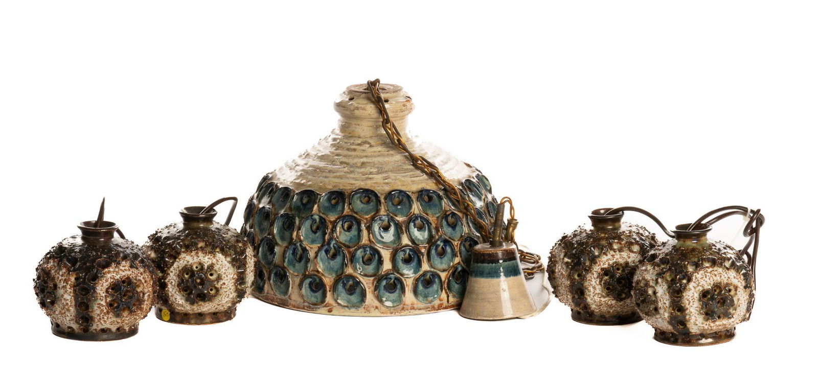 Collection of (5) Danish Mid-Century Ceramic Chandeliers (1 of 6)