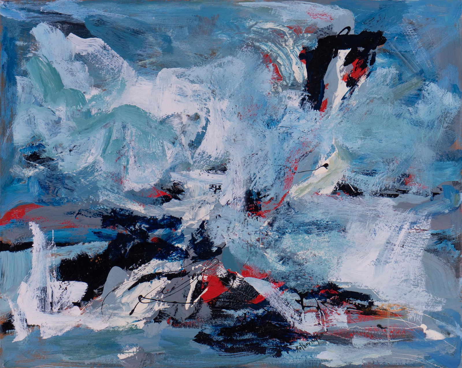 Mary Hetherington (San Antonio, Texas), Blue & White Abstract Composition (1 of 5)