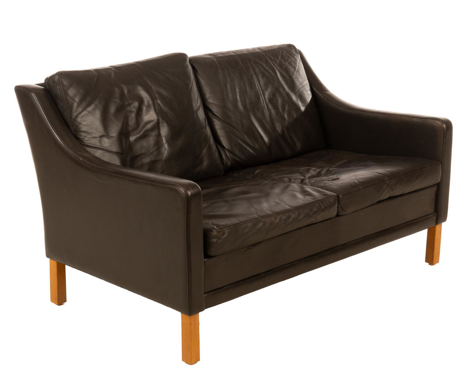 Stouby (20th C.) Mid-Century Black Leather Love Seat (1 of 4)