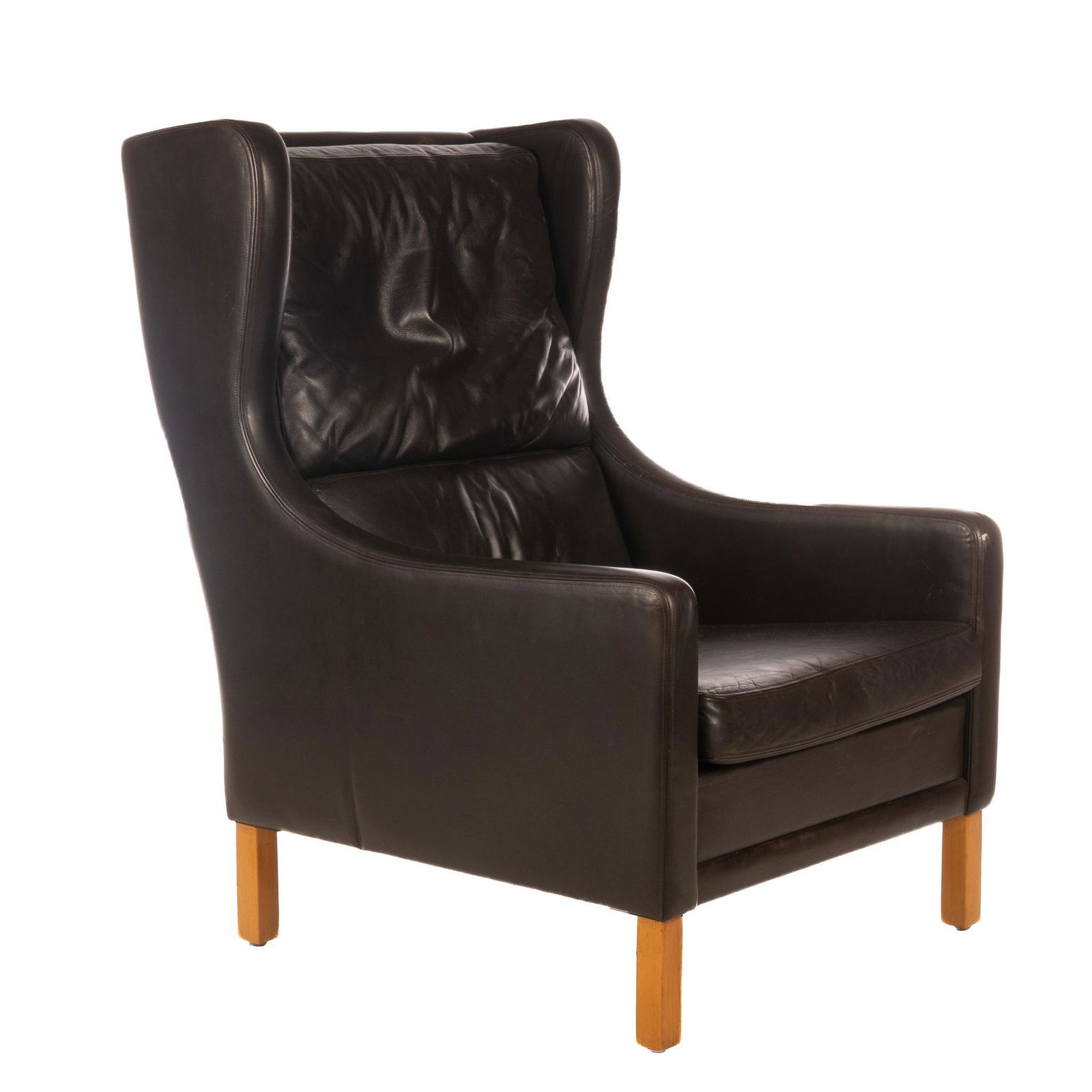 Stouby (20th C.) Leather Wingback Chair (1 of 4)