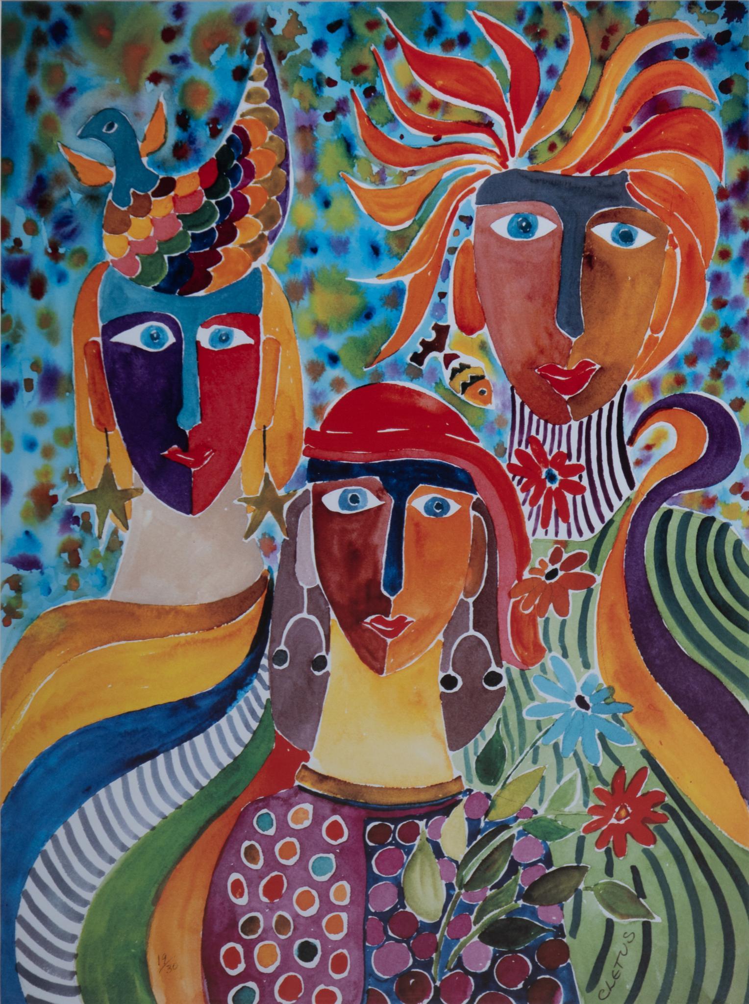 Brother Cletus Behlmann (1933-2016), San Antonio, TX), Three Faces Print (1 of 4)