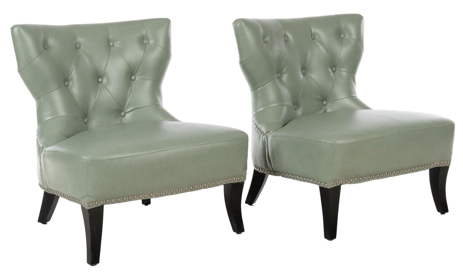 Pair of Blue Leather Parlor Chairs (1 of 4)