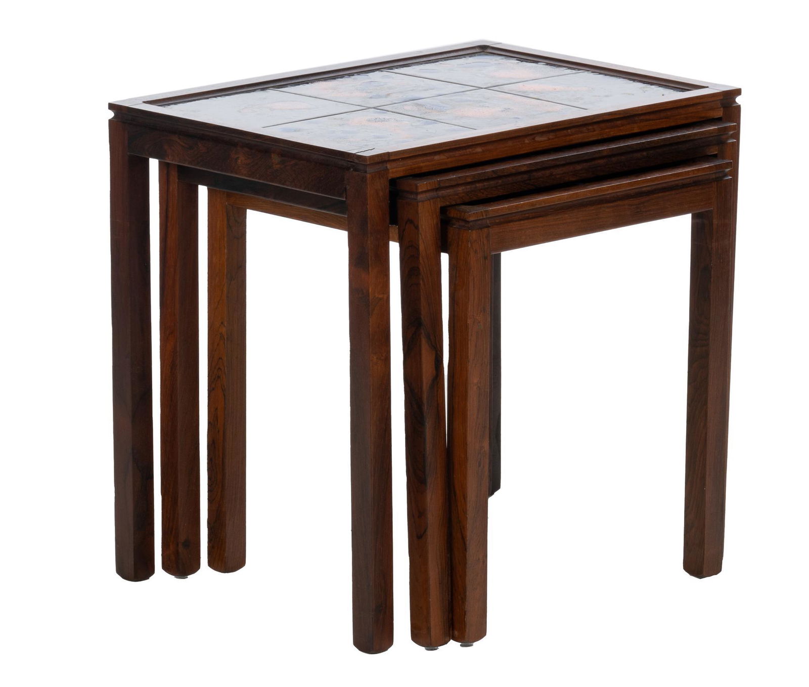 Nest of (3) Danish Mid-Century Tile Top Side Tables (1 of 4)