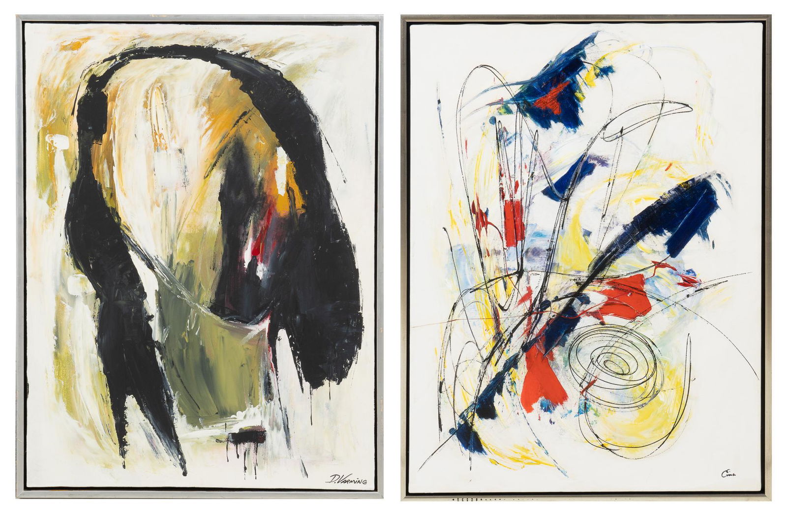 Cina & D. Varming, Pair of Abstract Paintings (2) (1 of 8)