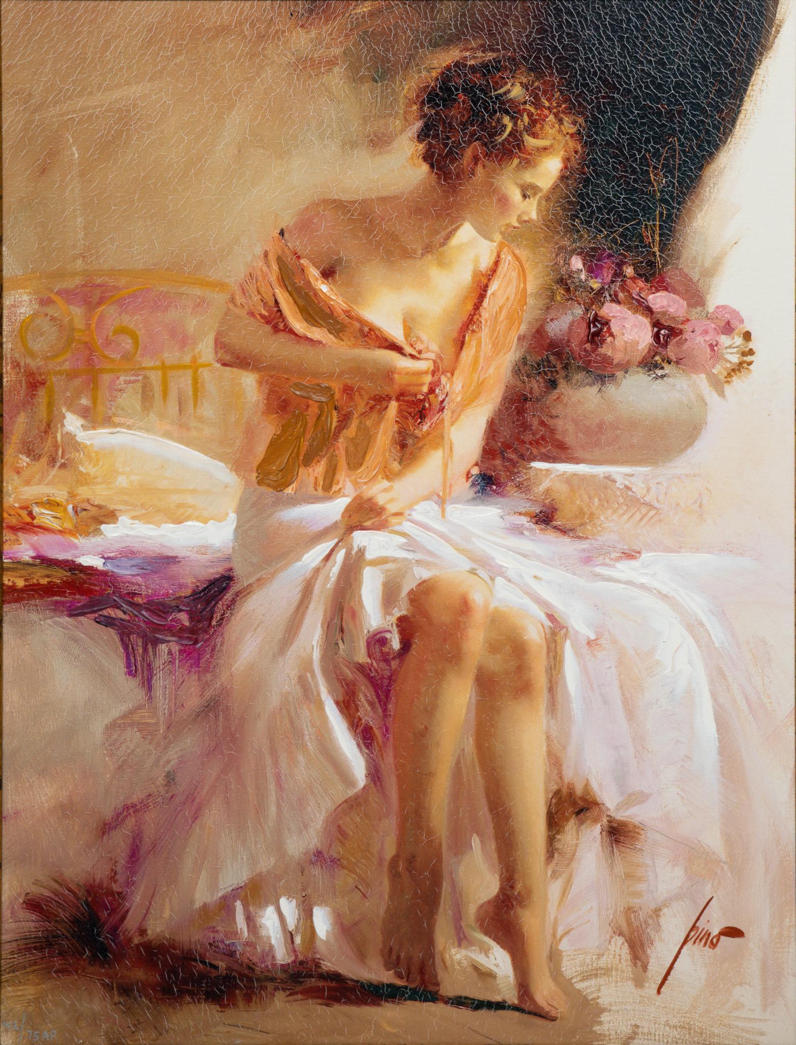 Giuseppe Pino (Italian/American, 1939-2010), "Spring Flower": Giuseppe Pino (Italian/American, 1939-2010), "Spring Flower", hand-enhanced artist's proof giclee ed. 42/75, with hand-painted signature, sight: 25 x 19", frame: 35 x 29" Pino was born in Bari, Italy.