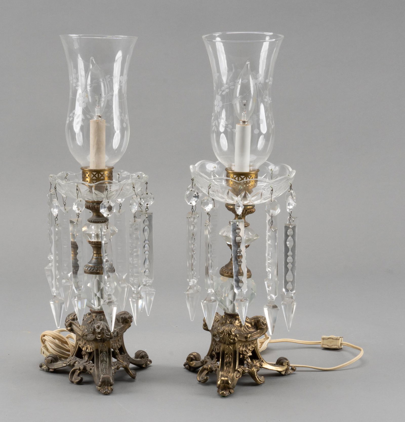 Pair of Vintage Hurricane Boudoir Lamps (1 of 4)