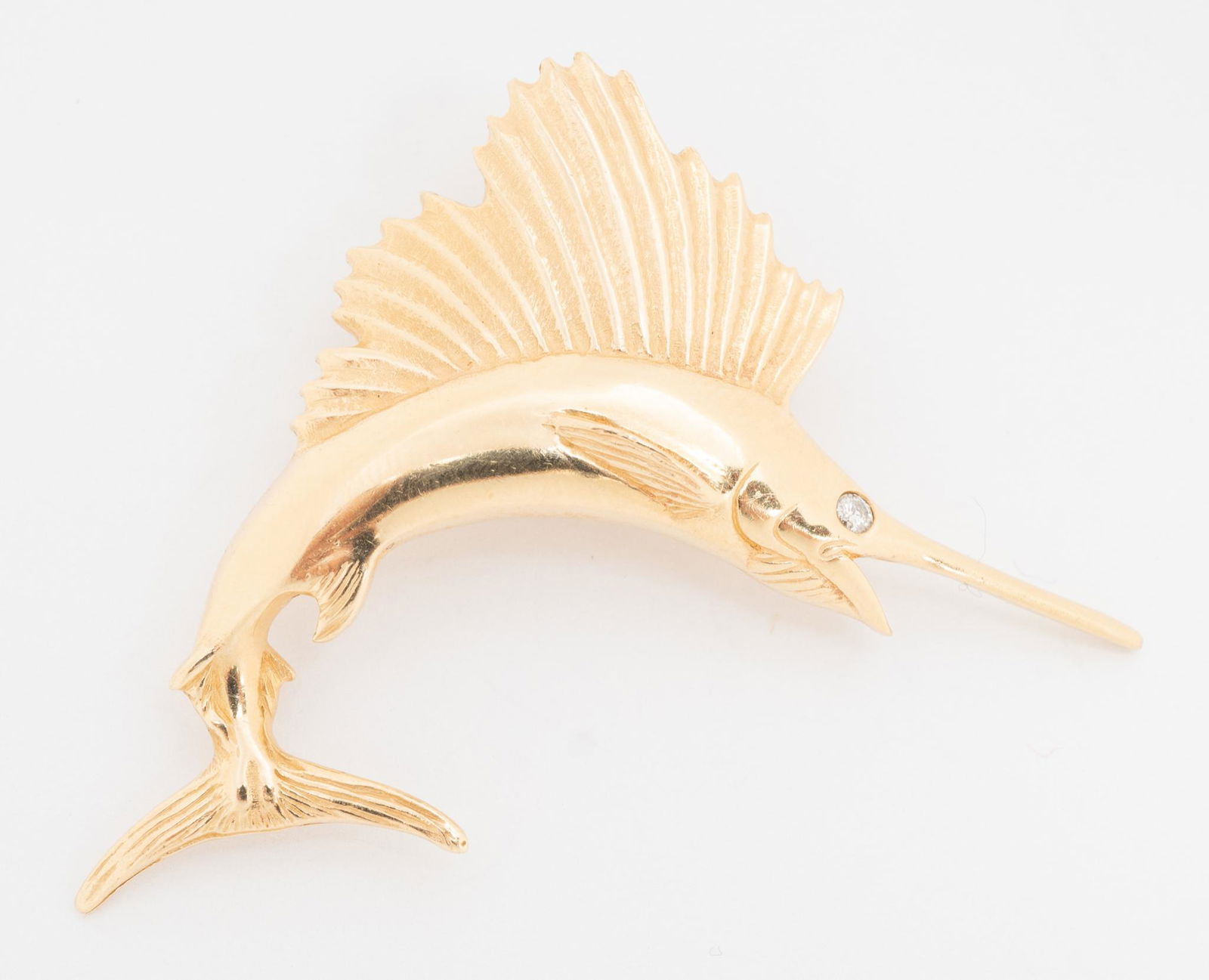 Sailfish 14k Gold Diamond Pendant (1 of 2)