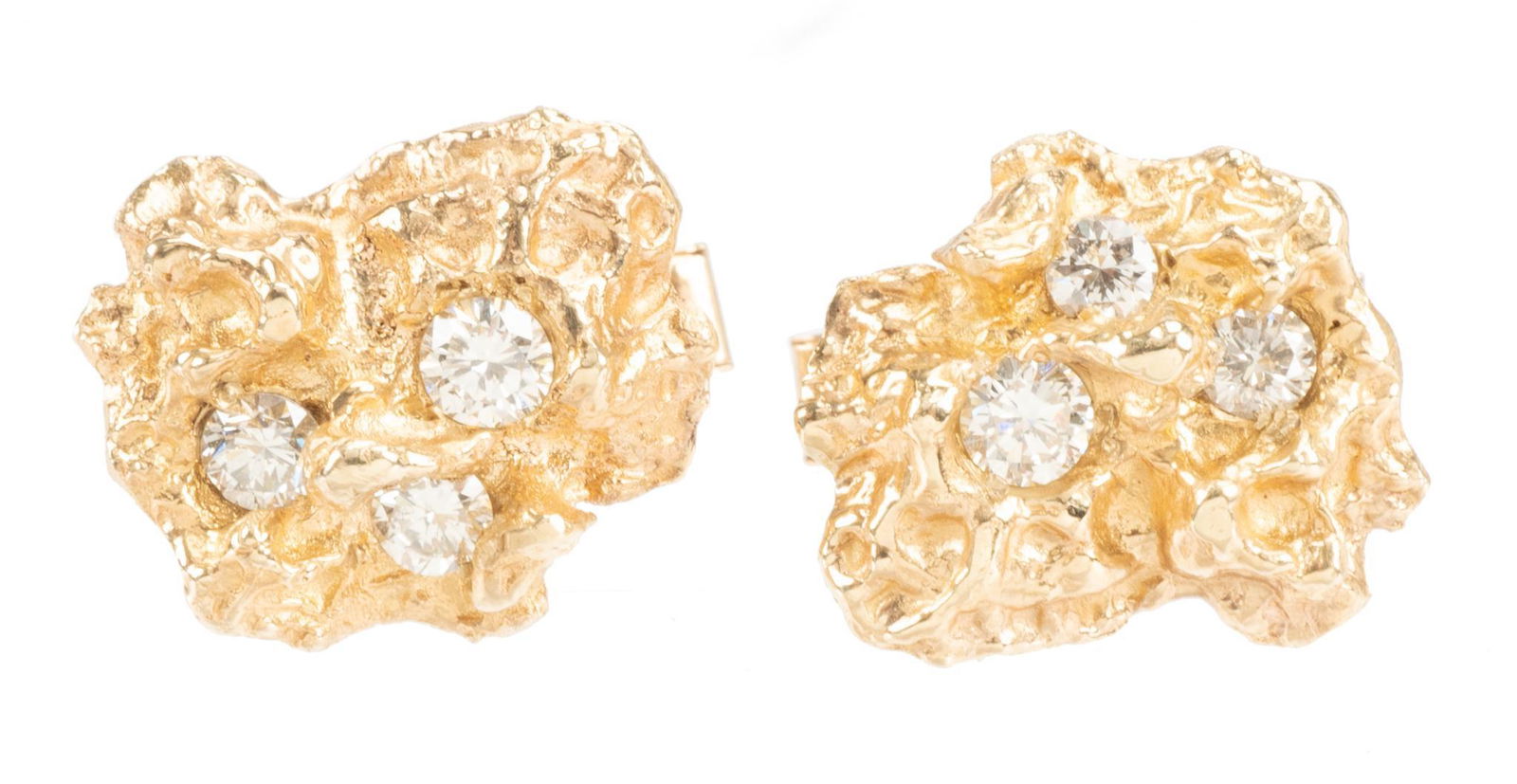 Diamond 14k Gold Nugget Cufflinks (1 of 4)