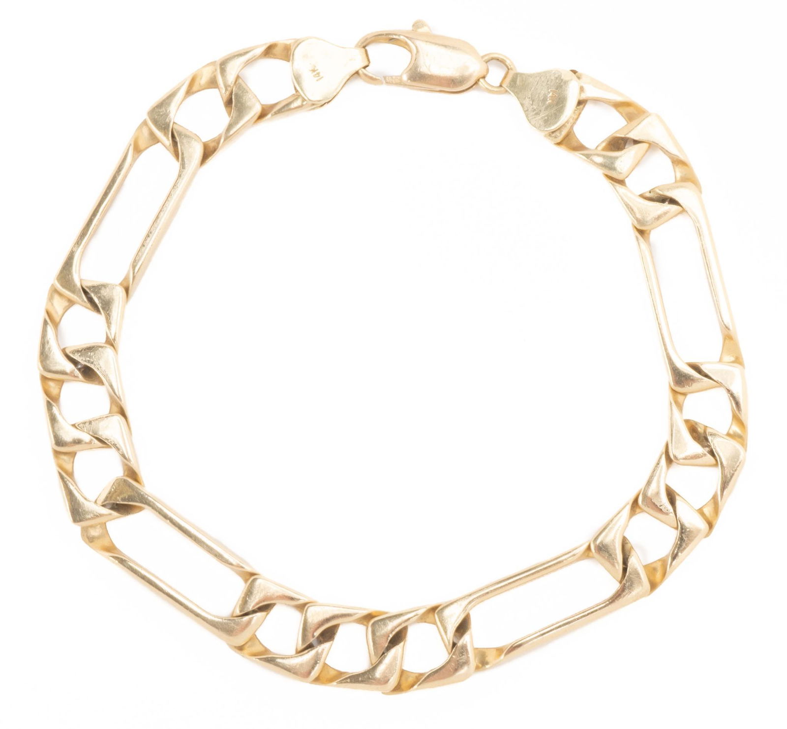 Figaro Chain Link 14k Gold Men's Bracelet (1 of 3)