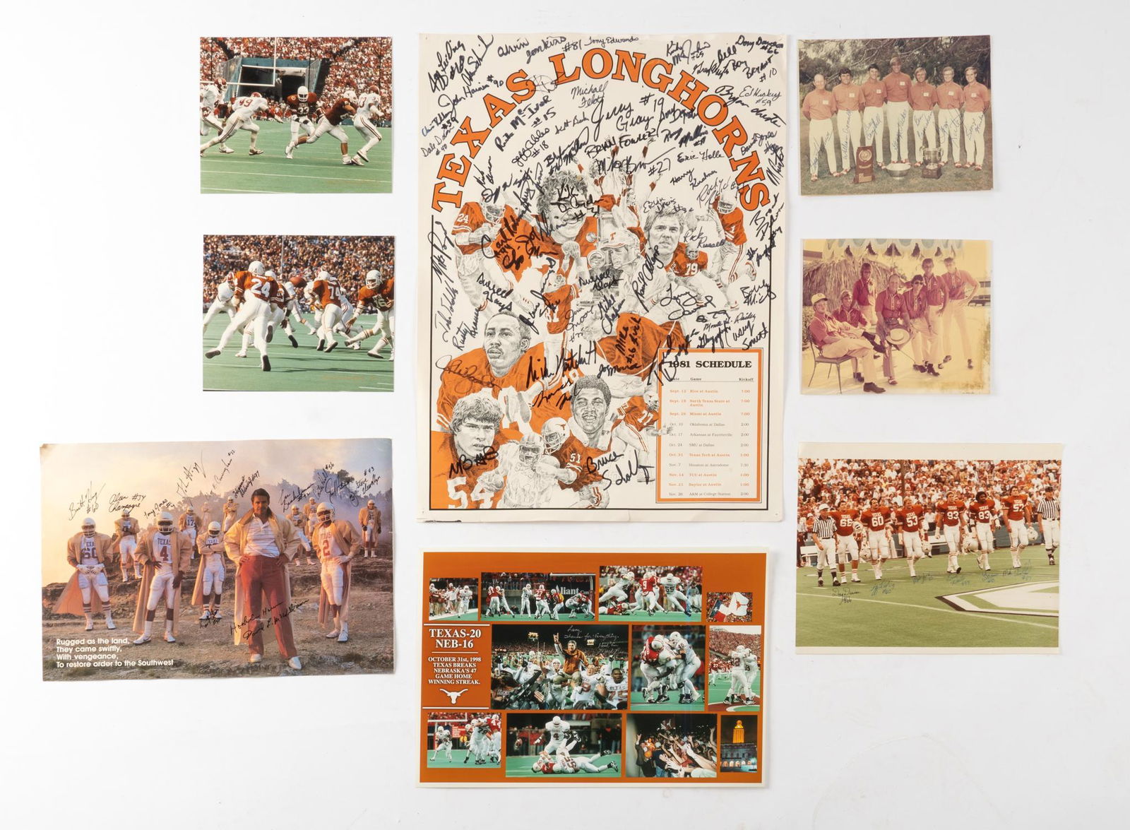 Set 8 of University of Texas Team Signed 1981 Calendar and Other Team Photos (1 of 7)