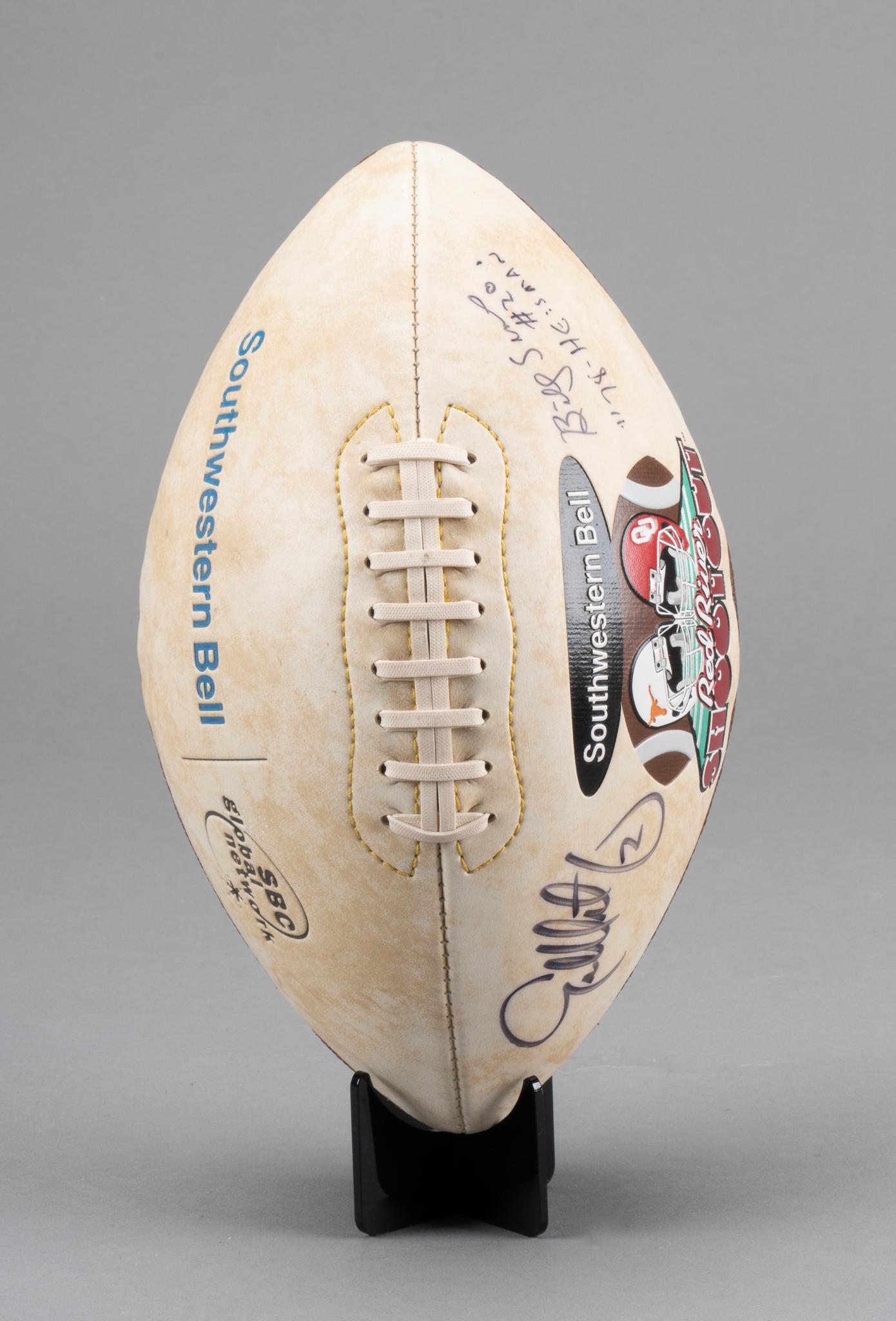 Red River Shootout Eric Metcalf and Billy Sims Signed Football (1 of 8)