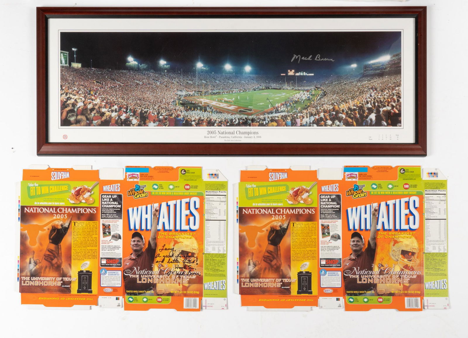 University of Texas Coach Mack Brown Signed Photo and Wheaties Boxes (1 of 8)