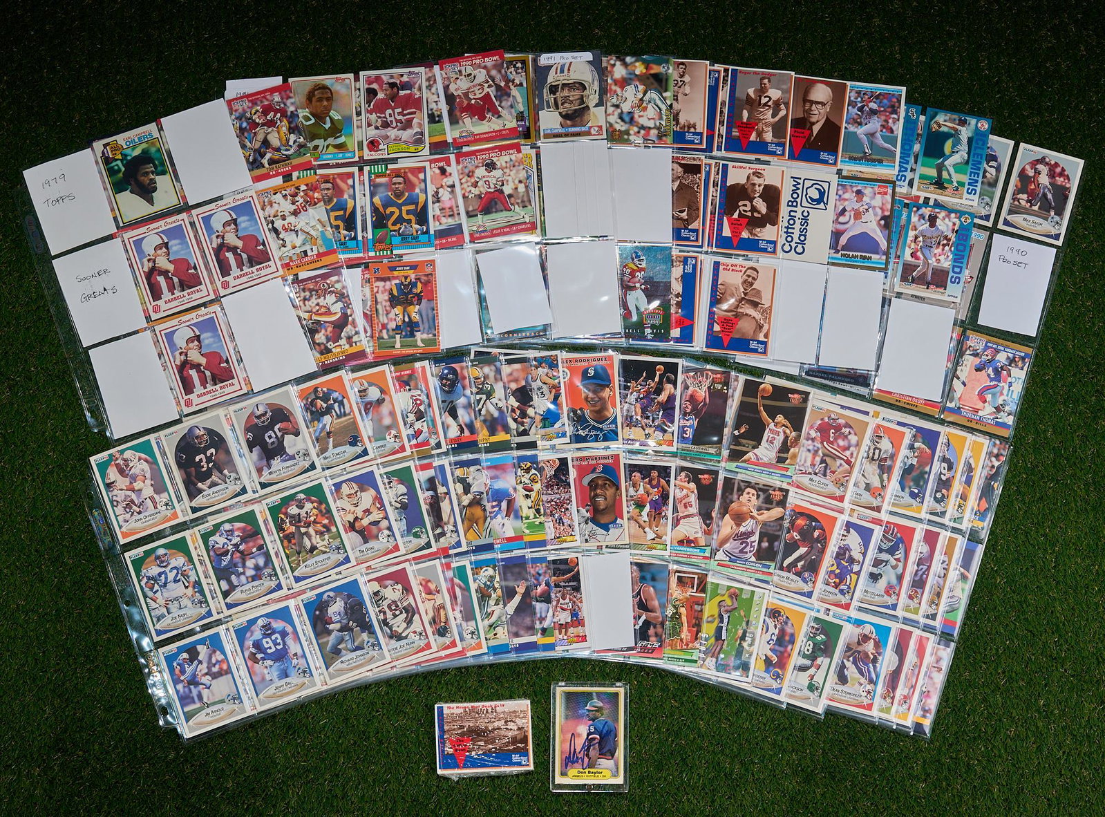 Large Lot of Sports Trading Cards including a Signed Don Baylor Card.: Large set of trading cards including a Don Baylor signed baseball card, NFL Pro Set cards, 1992-1994 Upper Deck basketball cards, 1990 Fleer NFL cards, 1992-1993 Fleer Ultra basketball cards, 2000 Fle