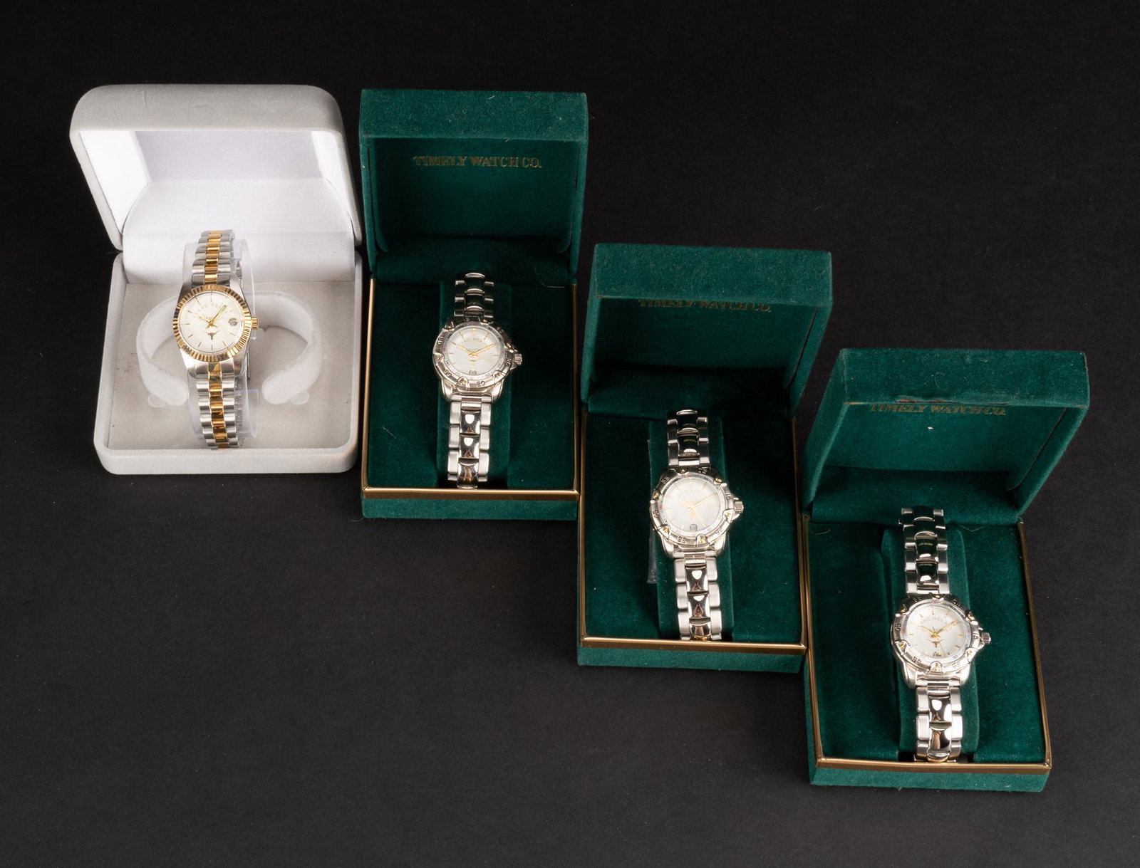 University of Texas Longhorns Relay Champions Watches: Official issue Texas Relays Championships College Track and Field, University of Texas Longhorns, women's stainless wristwatches, by Timely Watch Company and Timely Incentives; all new old stock. Cond