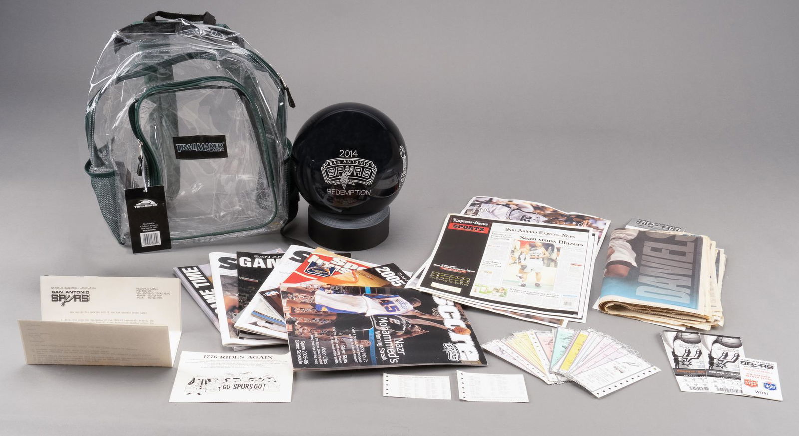 Spurs Commemorative Bowling Ball, Used Season Holder Tickets, Newspaper and Magazine Articles (1 of 8)
