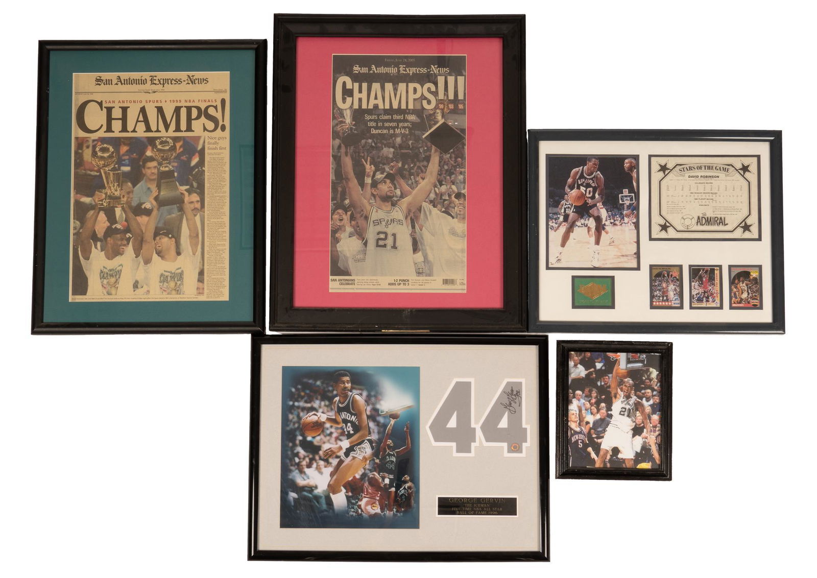 Set of 5 San Antonio Spurs Framed Photos, Cards and Newspaper Articles, Includes 1 George Gerwin (1 of 4)
