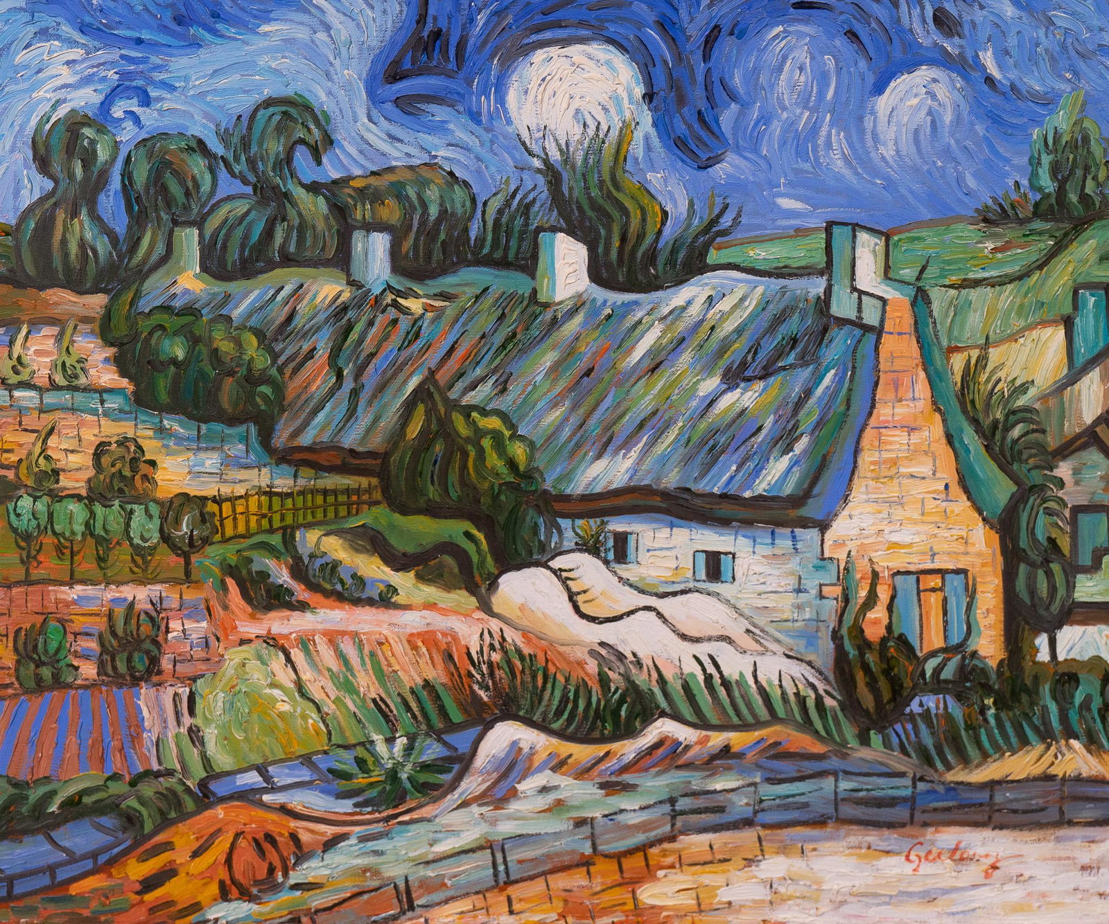 French Impressionist Countryside Painting: French countryside painting, signature illegible, size: 20 x 24" Provenance: A Helotes, Texas collection We happily provide seamless shipping services on everything we sell. Please email us at shi