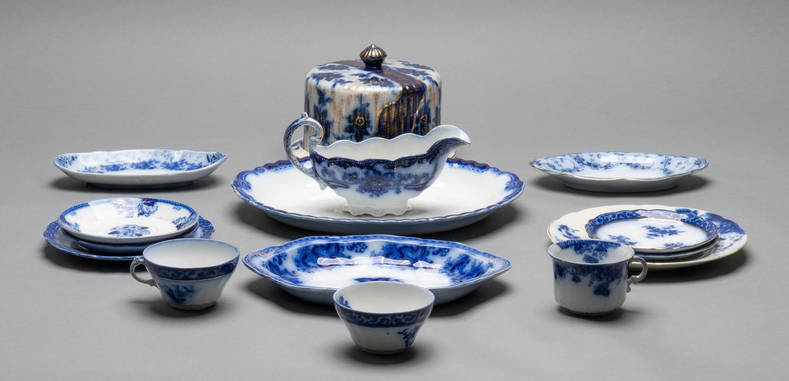 Collection of (15) English Flow Blue Ceramicware (1 of 11)