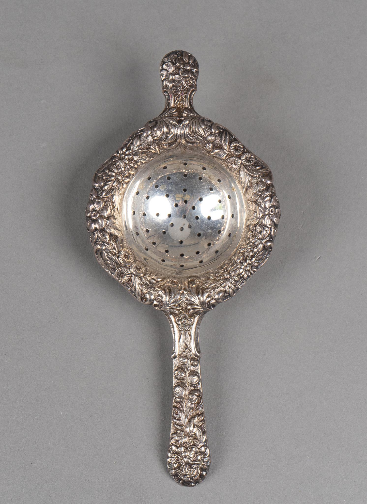 Antique Kirk Repousse Sterling Silver Tea Strainer (1 of 5)