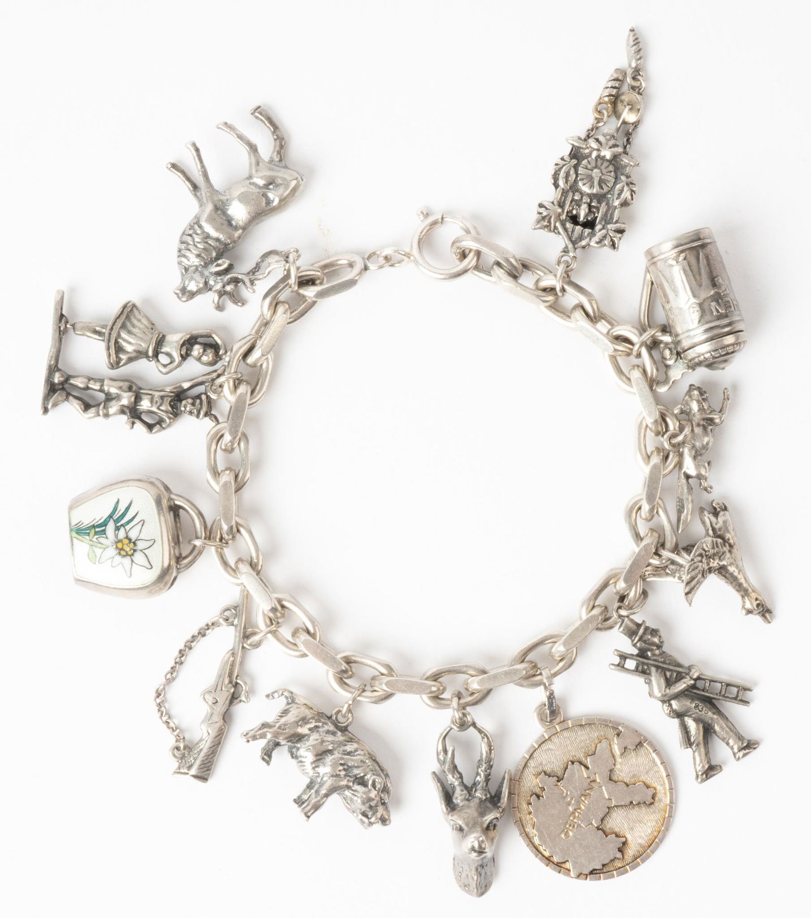 Vintage Travel Theme Sterling Silver Charm Bracelet (1 of 3)