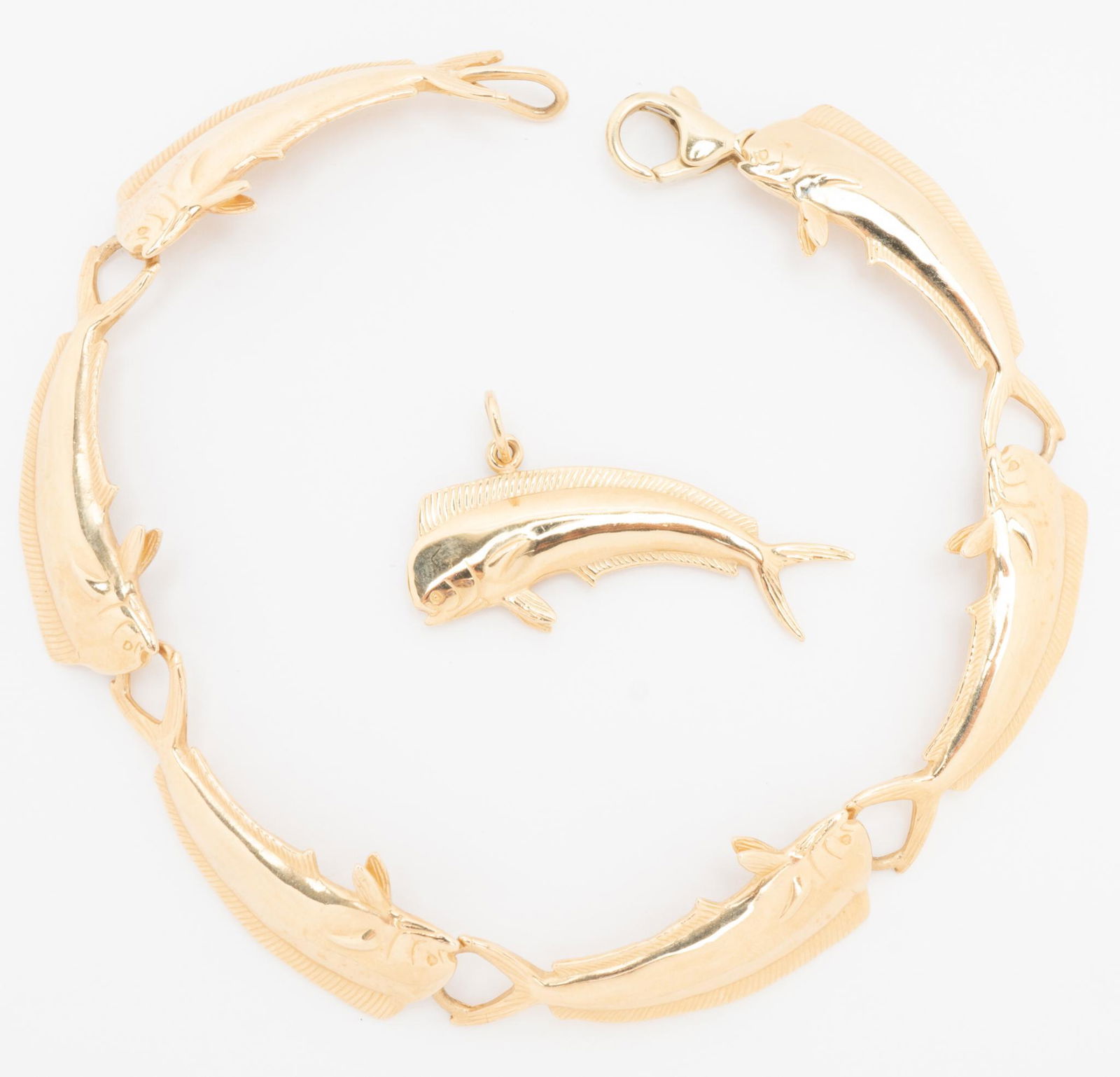 Dolphin 14k Gold Bracelet Pendant Set (1 of 4)