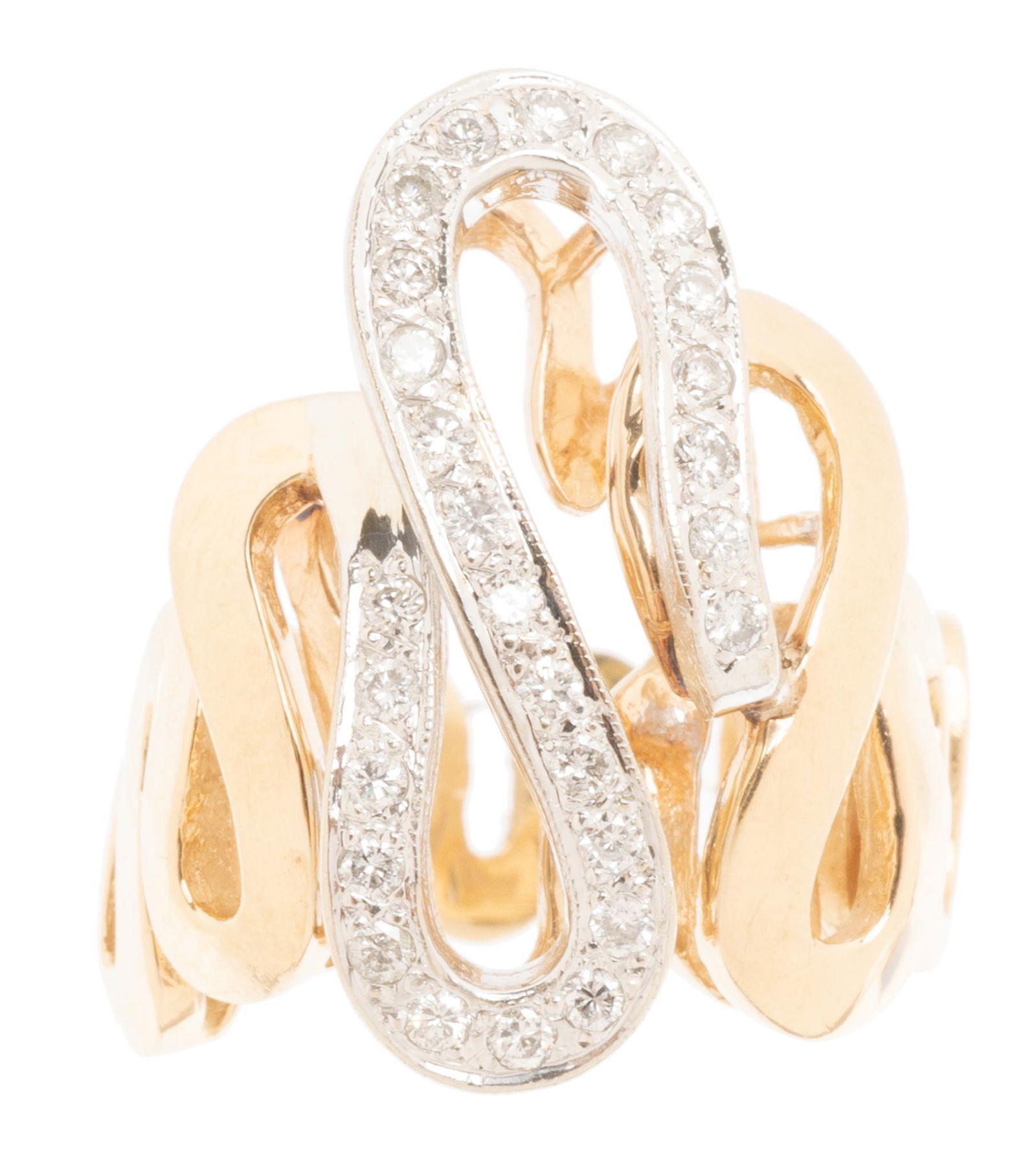 Modernist Diamond 14k Gold Ribbon Ring (1 of 3)