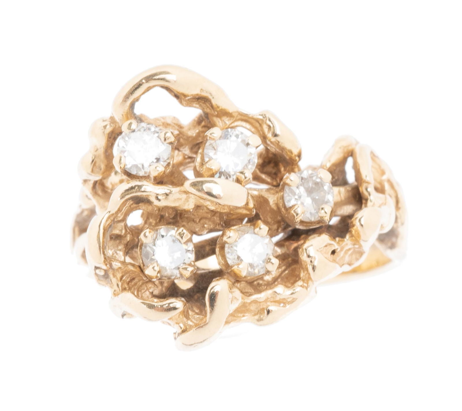 Modernist Diamond 14k Gold Ring (1 of 3)