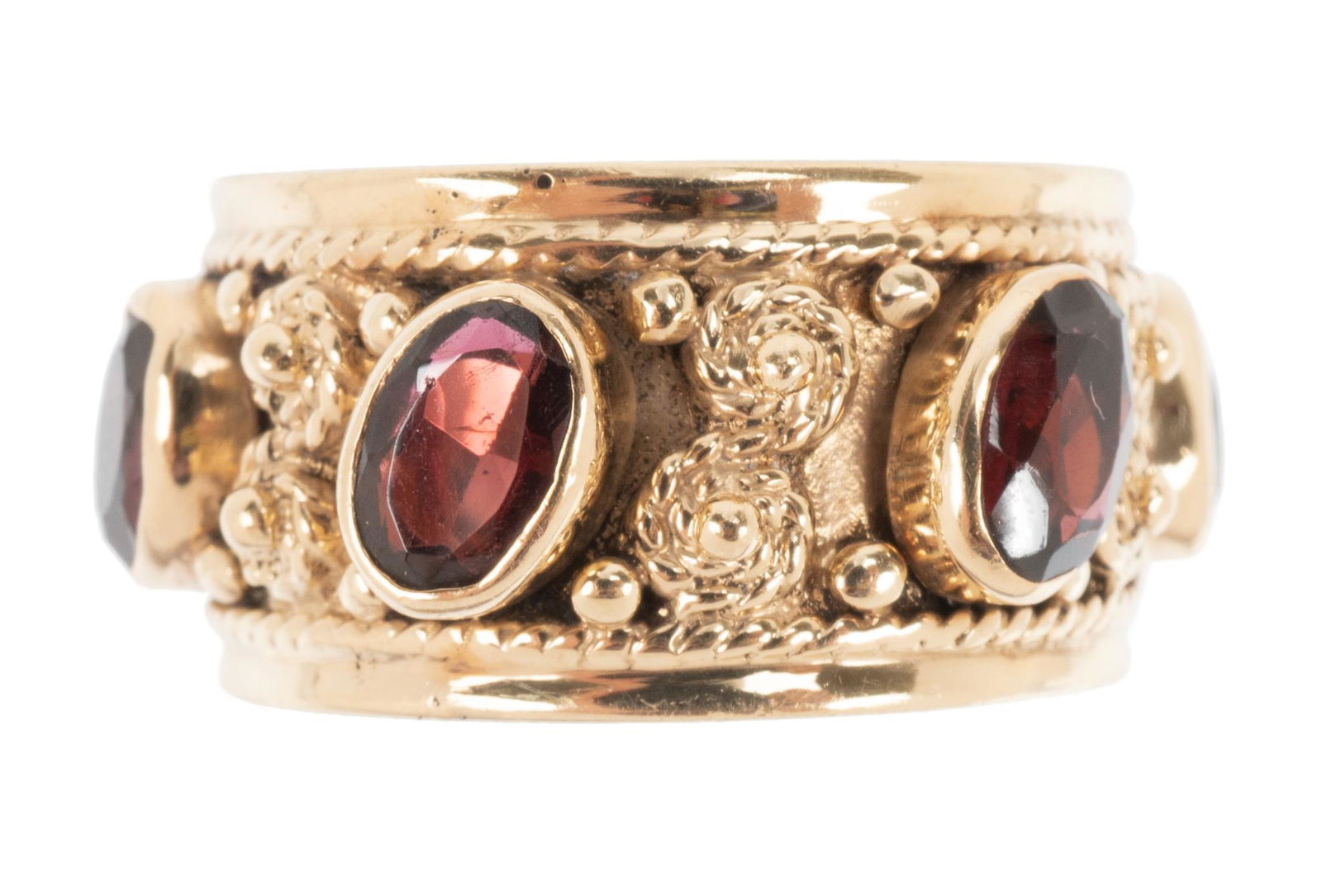 Etruscan Revival Garnet 14k Gold Ring (1 of 3)