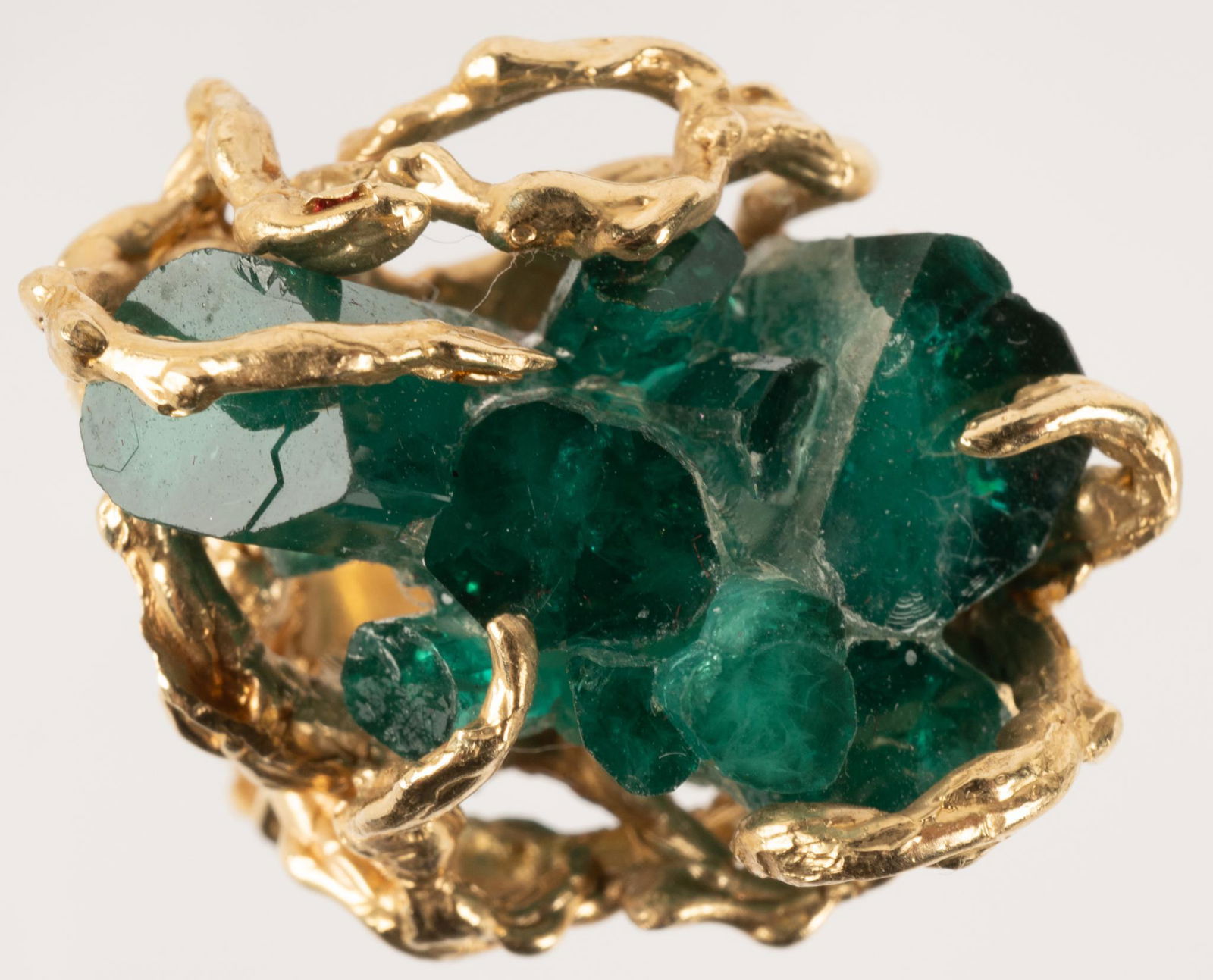 Modernist Raw Green Spinel 14k Gold Ring (1 of 3)