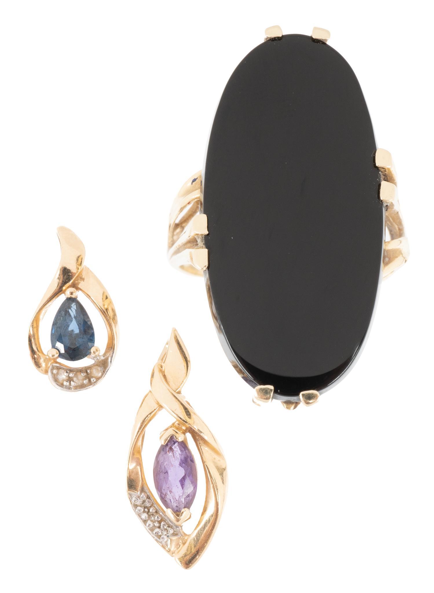 Onyx 14k Gold Ring and Gemstone Pendants (1 of 4)