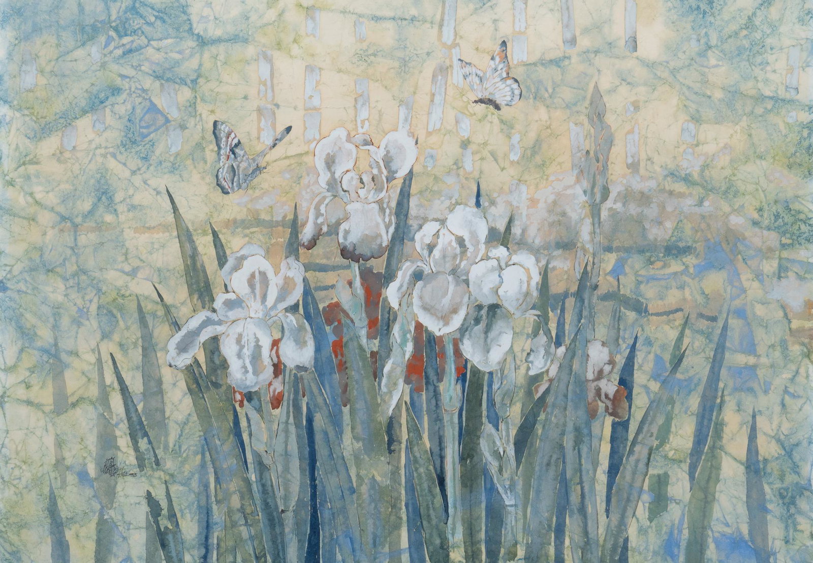 Floral Watercolor: Floral watercolor, signed illegibly, sight: 20 x 28", frame: 34 x 42" Provenance: The Estate of Jane Ponton (Kerrville, Texas) We happily provide seamless shipping services on everything we se