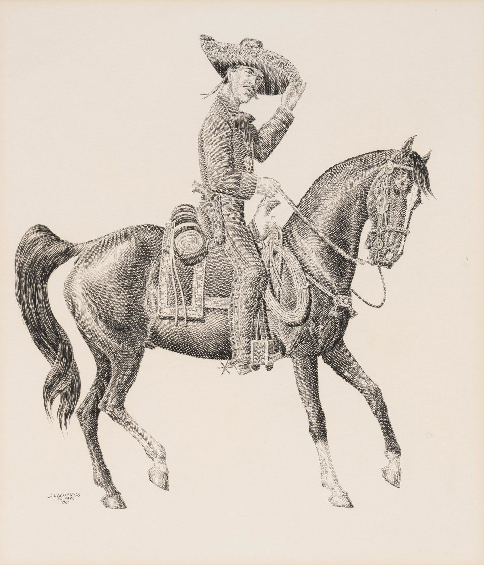 Jose Cisneros, Charro on Horseback, 1990 (1 of 4)