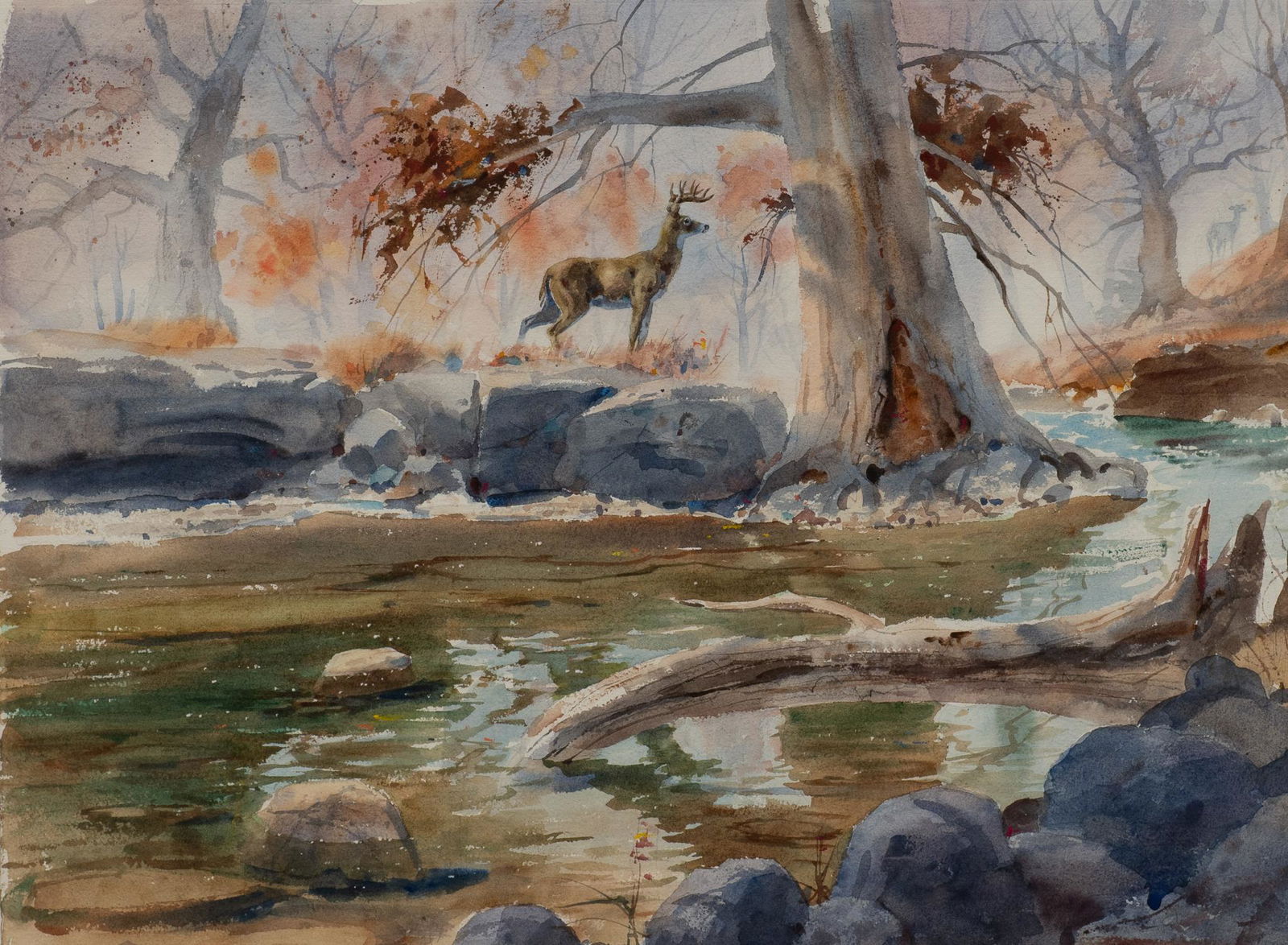 Clay McGaughy Jr., Creek Scene with Stag (1 of 4)