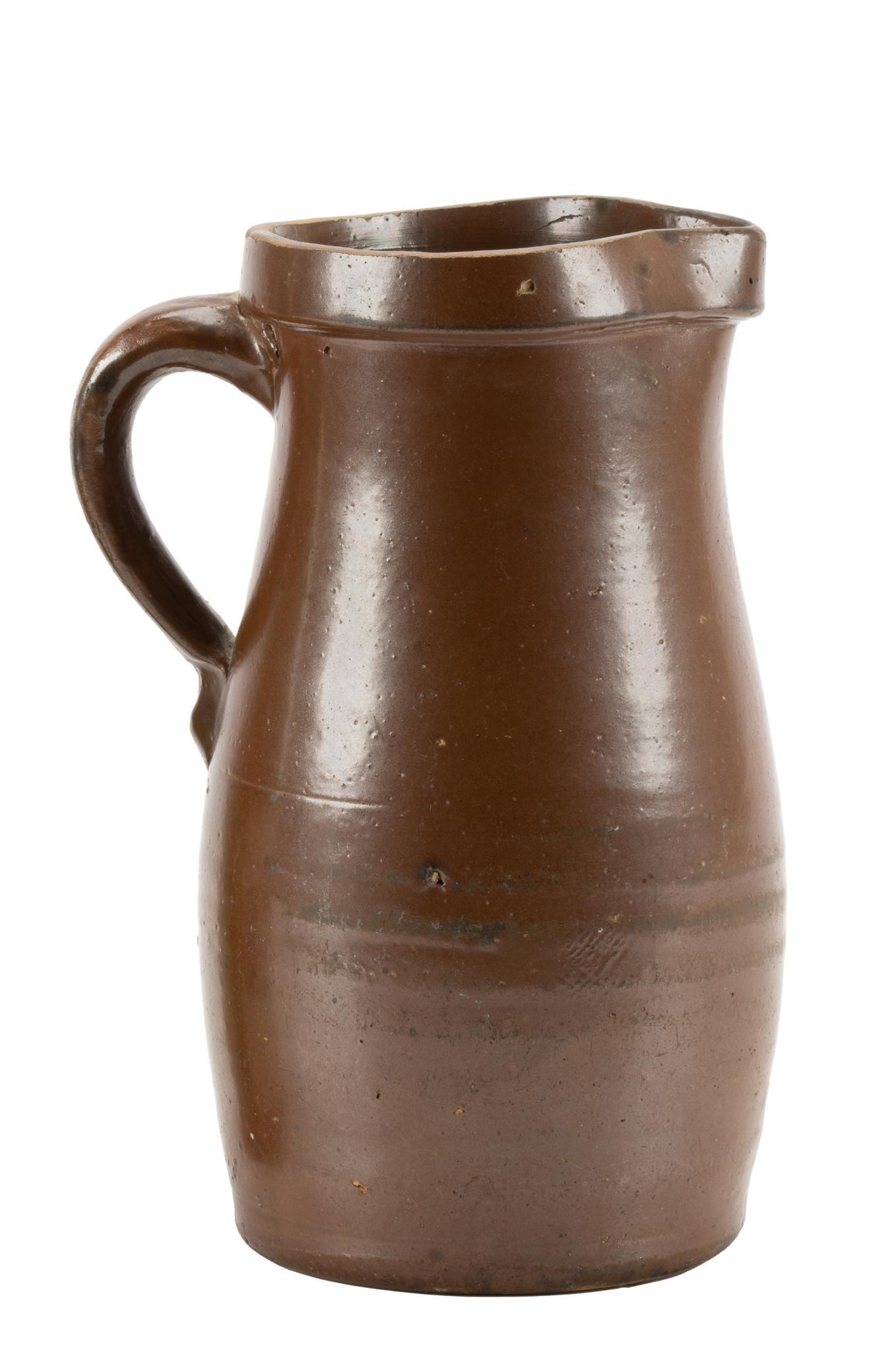 Meyer Pottery, Early Texas Redware Pitcher, 1869 (1 of 5)