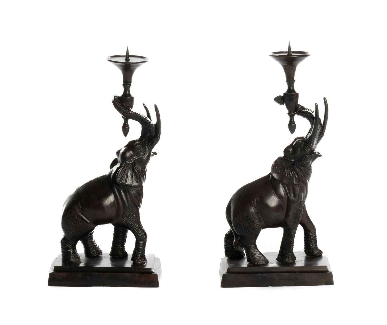 Pair of Bronze Elephant Candlesticks (1 of 5)
