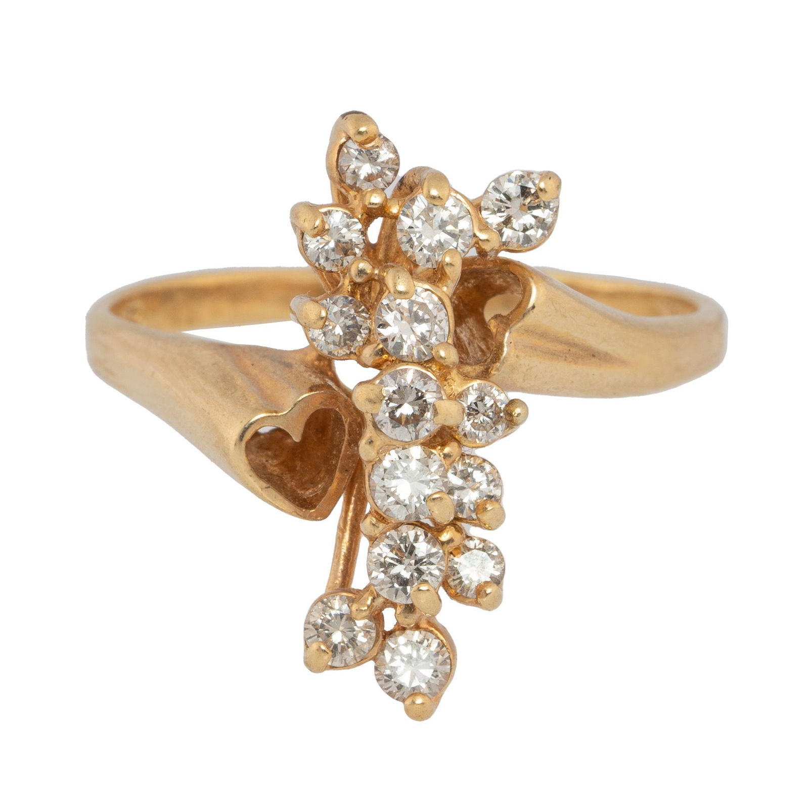 Diamond Waterfall Heart Wrap 14k Gold Ring (1 of 5)
