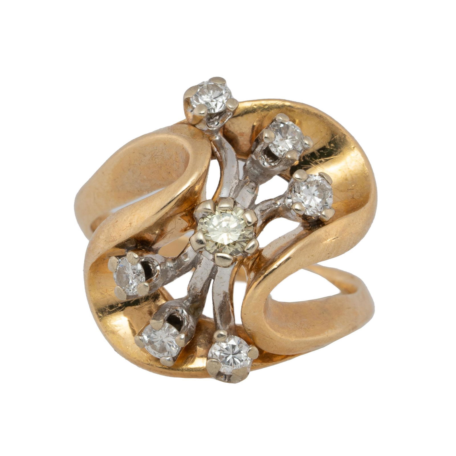 Diamond Flower 14k Gold Ribbon Ring (1 of 5)