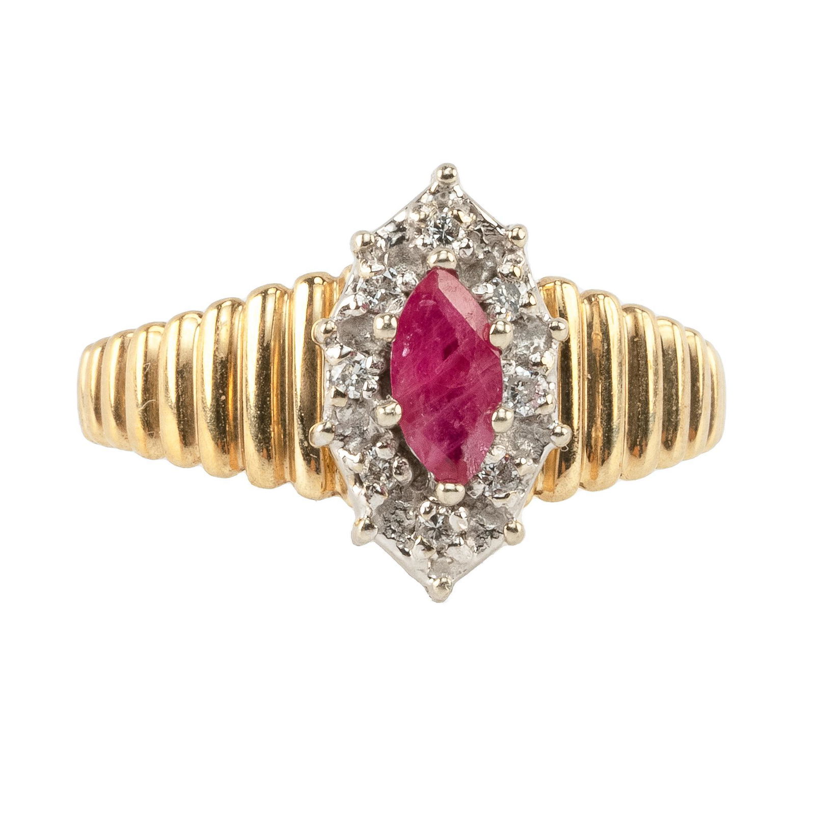 Ruby Diamond Halo 14k Gold Ring (1 of 5)