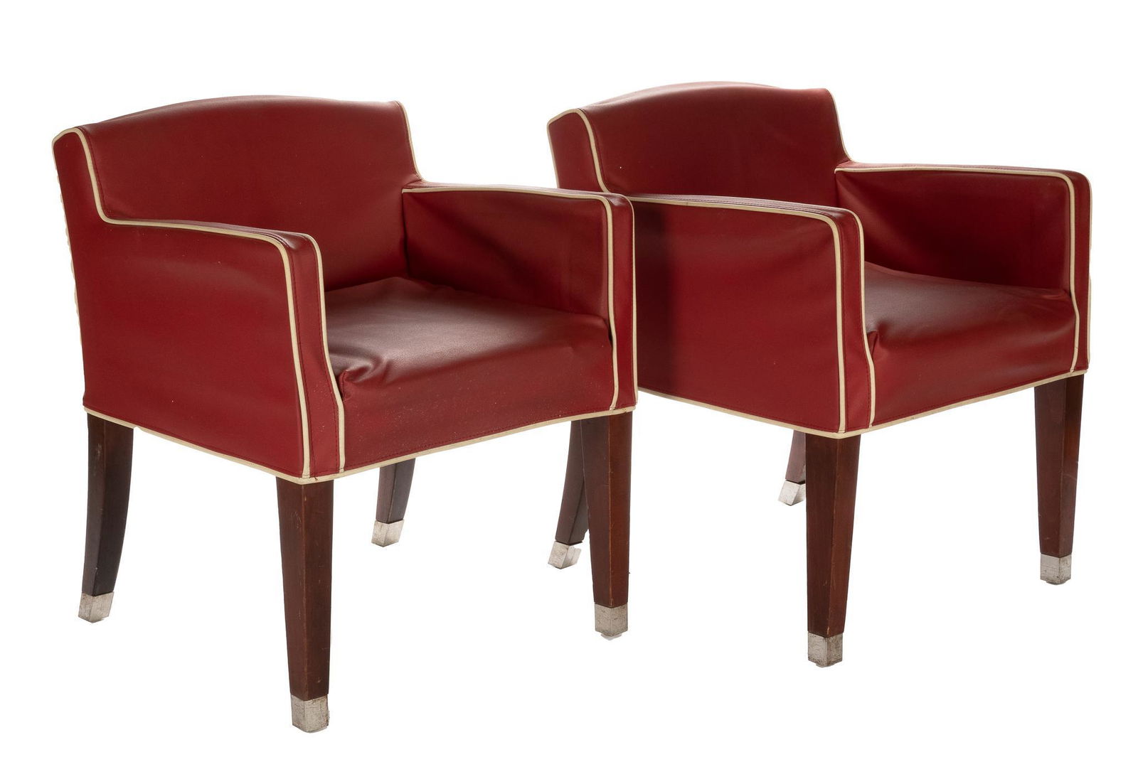 Pair of Red Leather Armchairs Chairs (1 of 4)