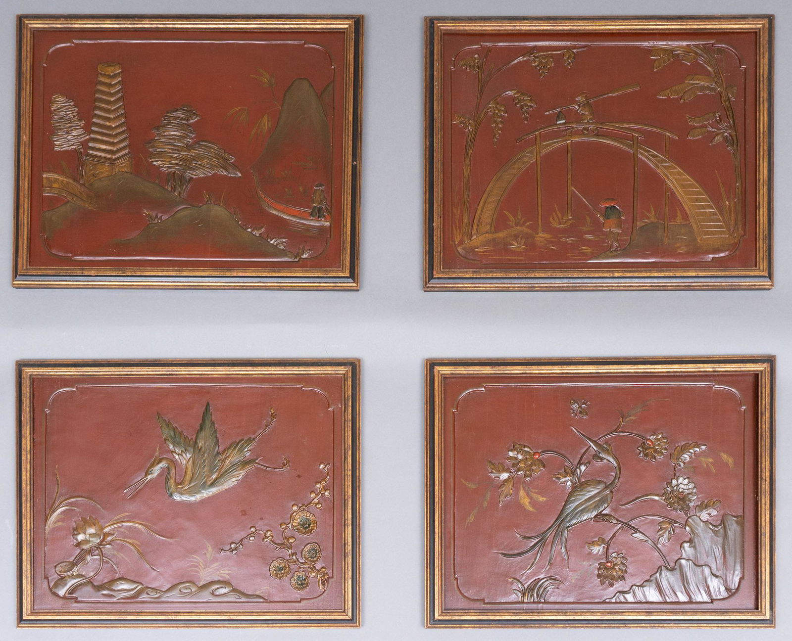 Set of (4) Asian Decorative Panels (1 of 7)