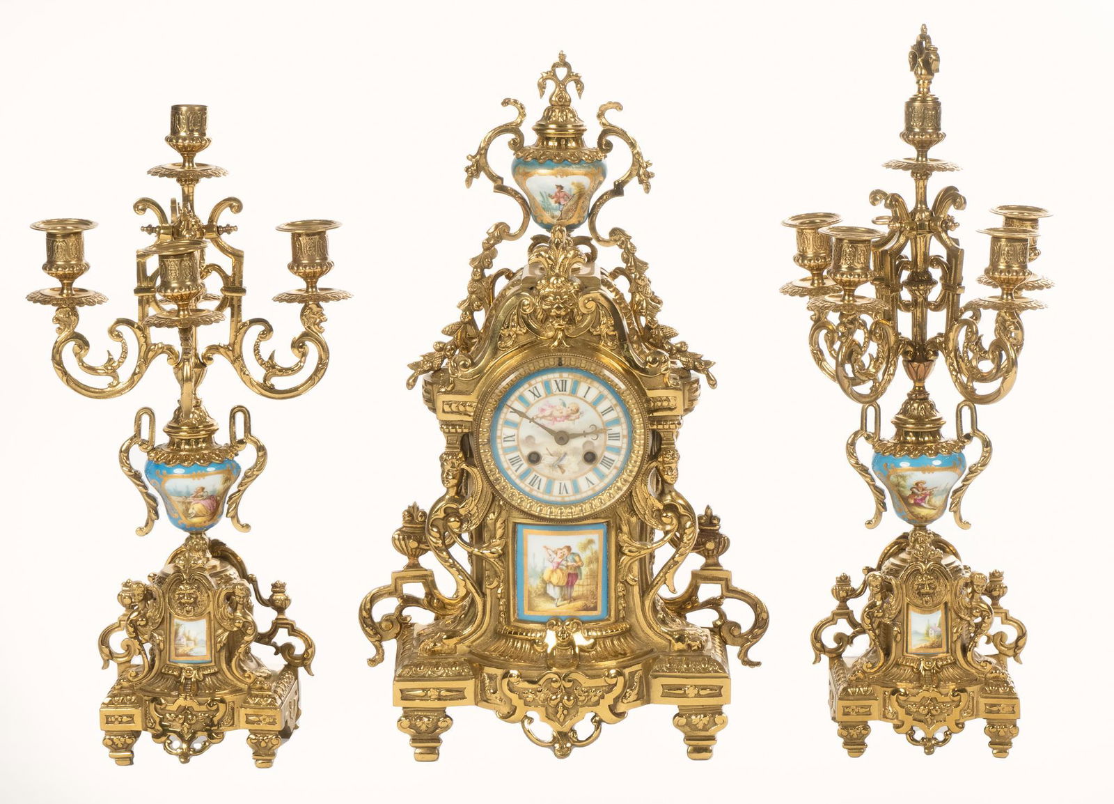 Louis XV Style 3 Piece Clock Set (1 of 7)