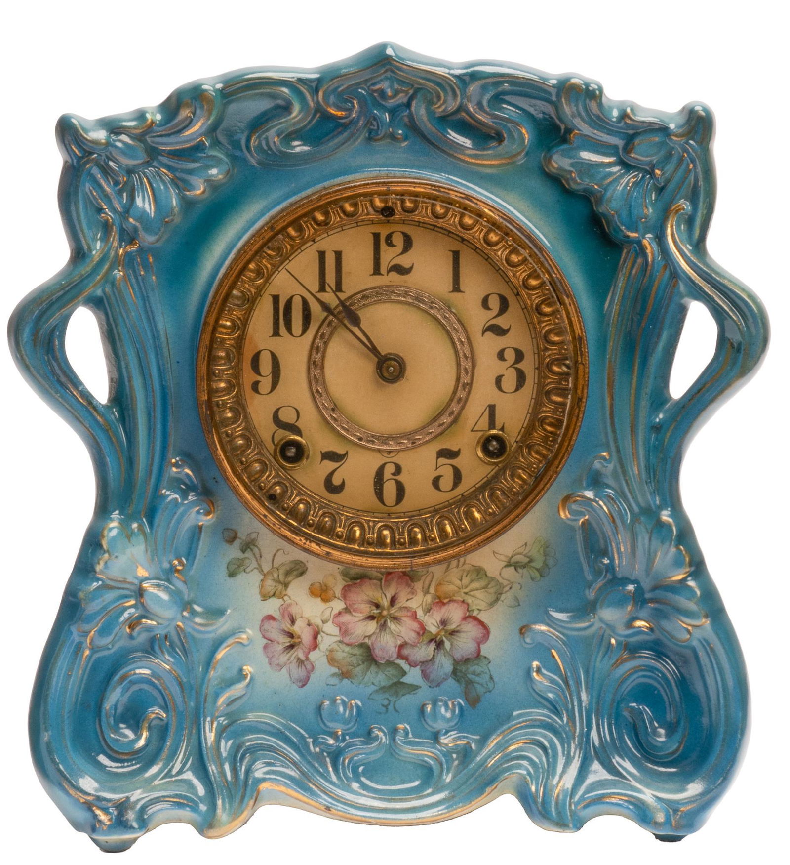 Ansonia Clock Co. Painted Porcelain Mantel Clock (1 of 6)