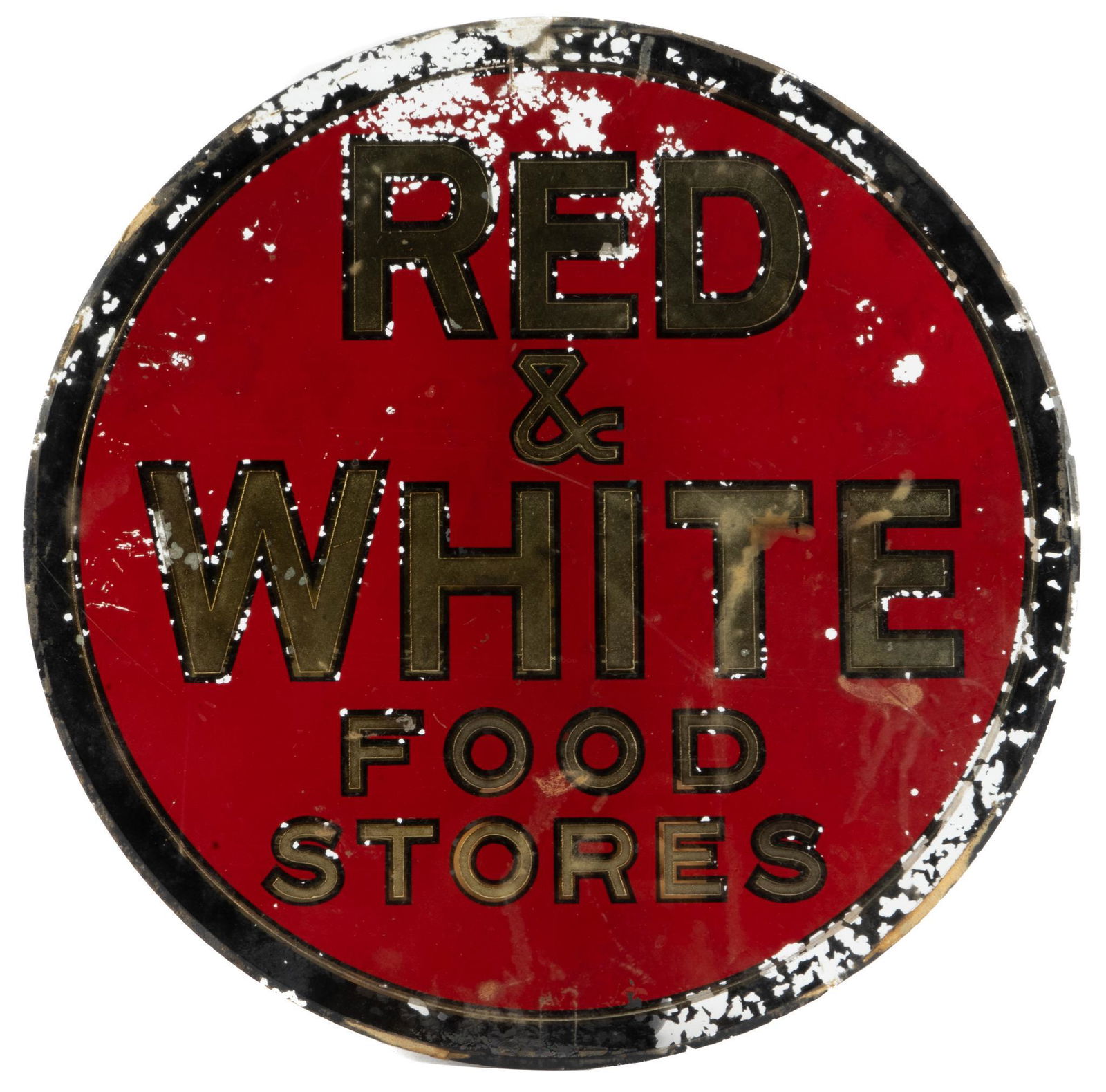 Glass Red & White Vintage Grocery Store Sign (1 of 3)